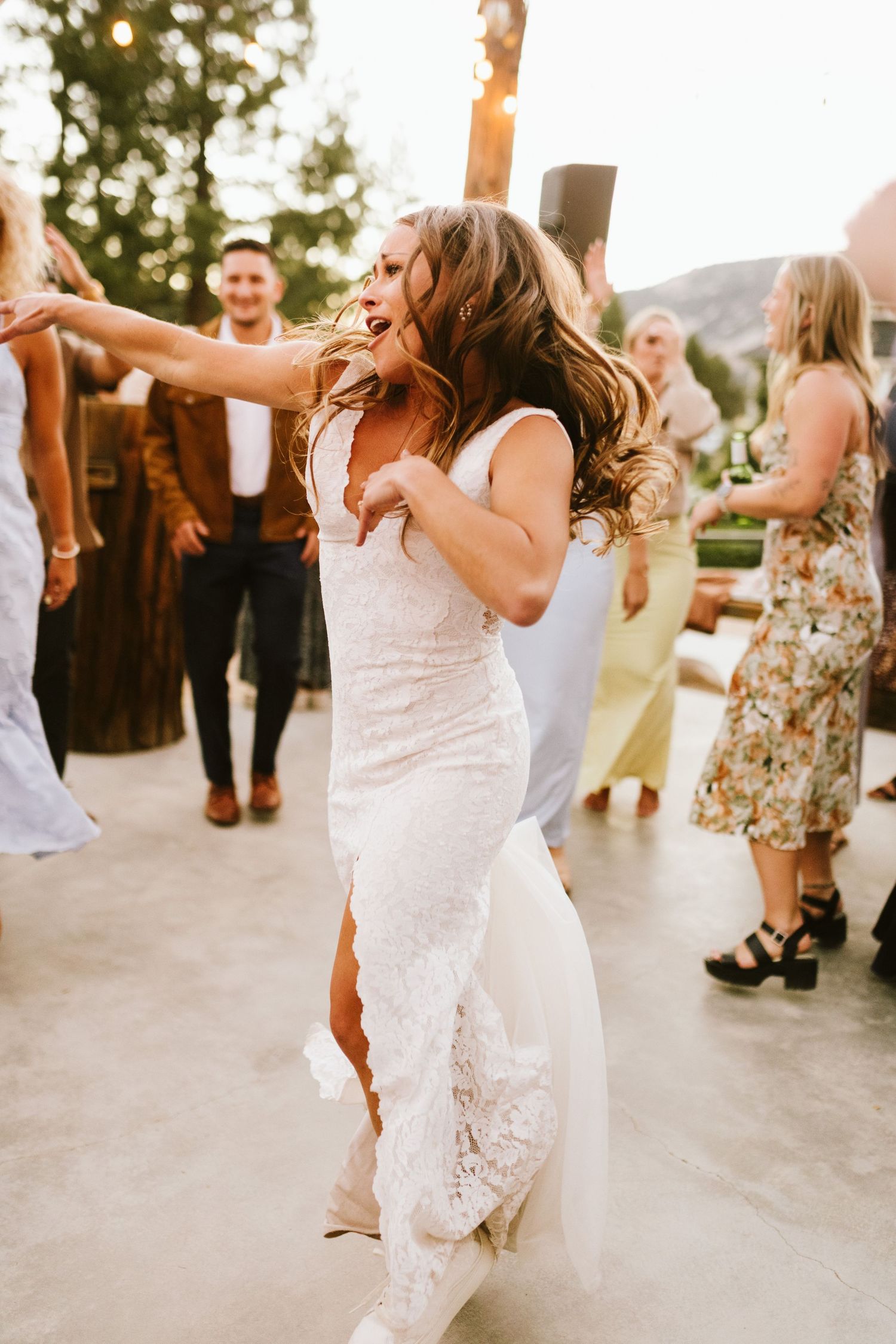 Candid image of wedding reception at Shay Meadows Ranch in Big Bear California