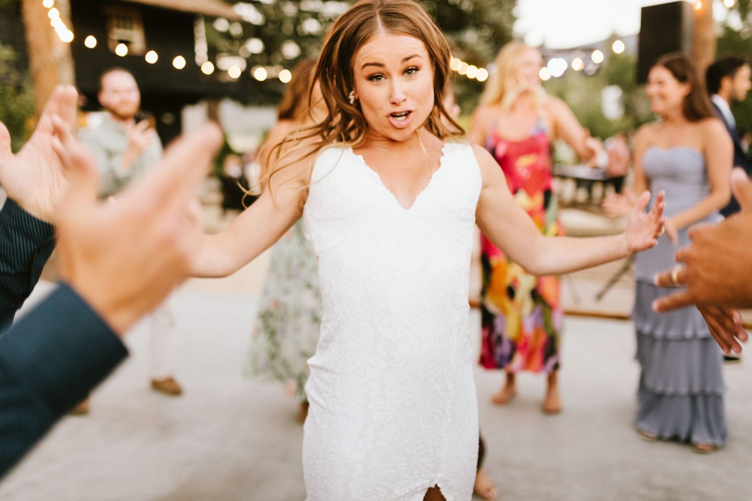 Candid image of wedding reception at Shay Meadows Ranch in Big Bear California
