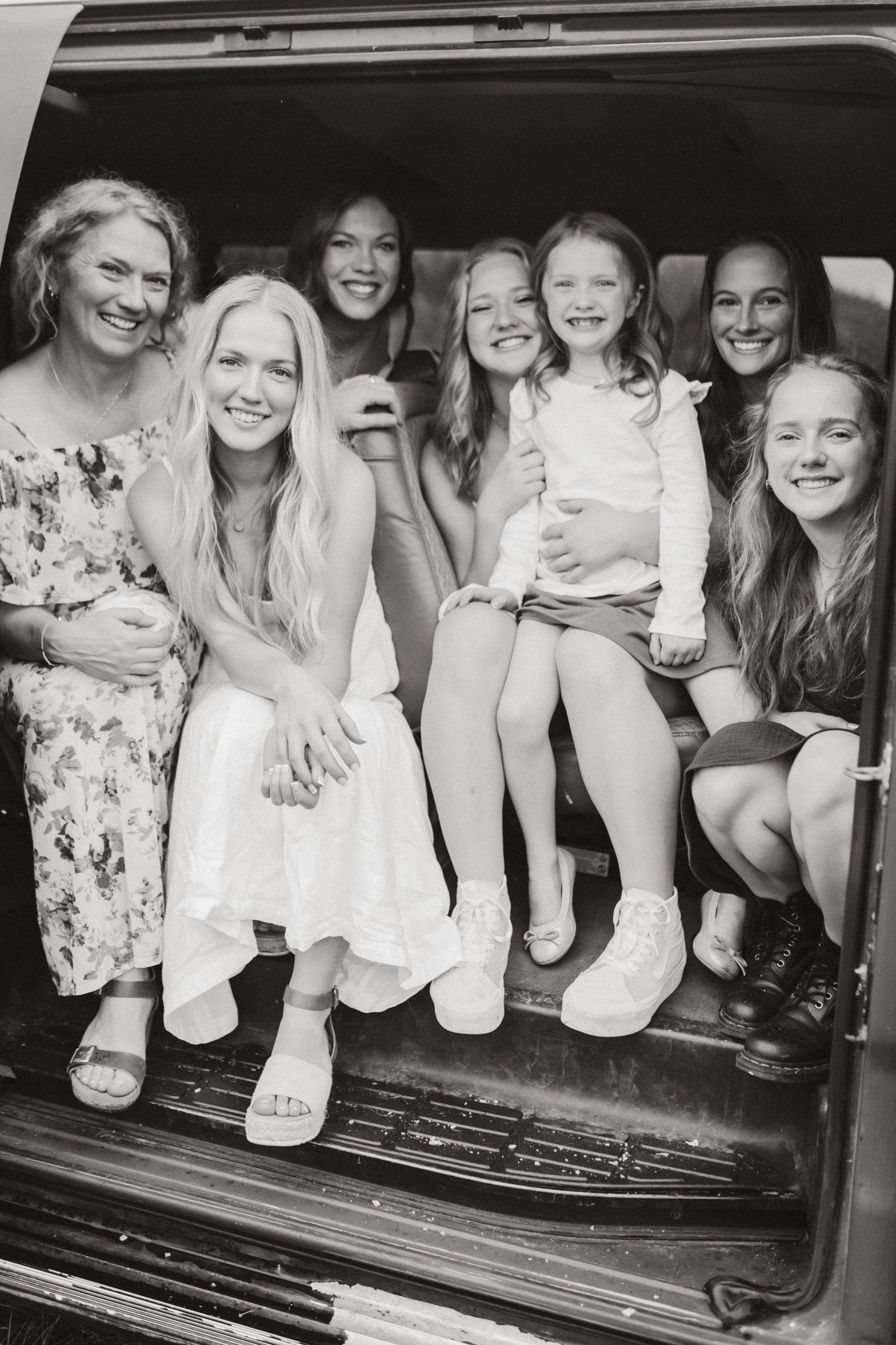 Mom and daughters posing for a photo together in Cascade Idaho