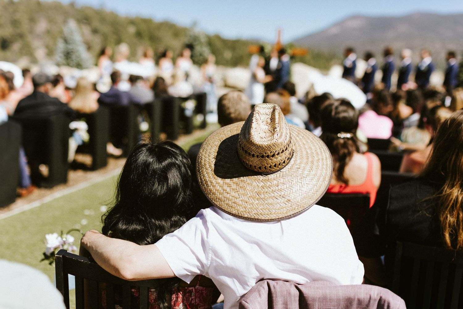 candid photograph from wedding ceremony at Shay Meadow Ranch in Big Bear California
