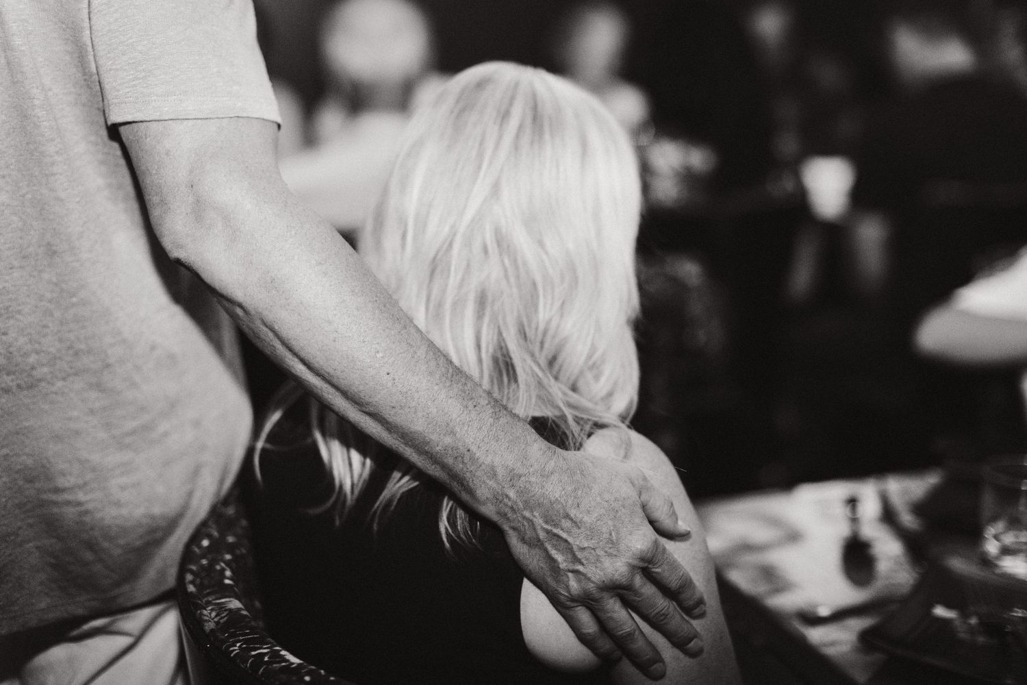 Candid image during an anniversary dinner in Boise