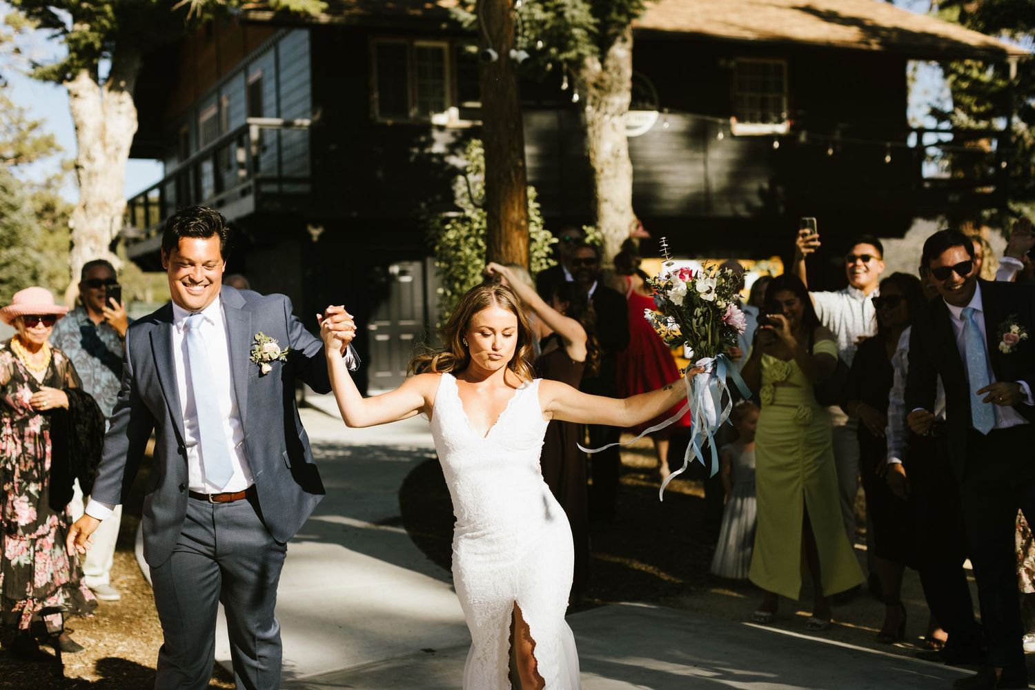 Candid photograph from wedding reception at Shay Meadow Ranch in Big Bear California