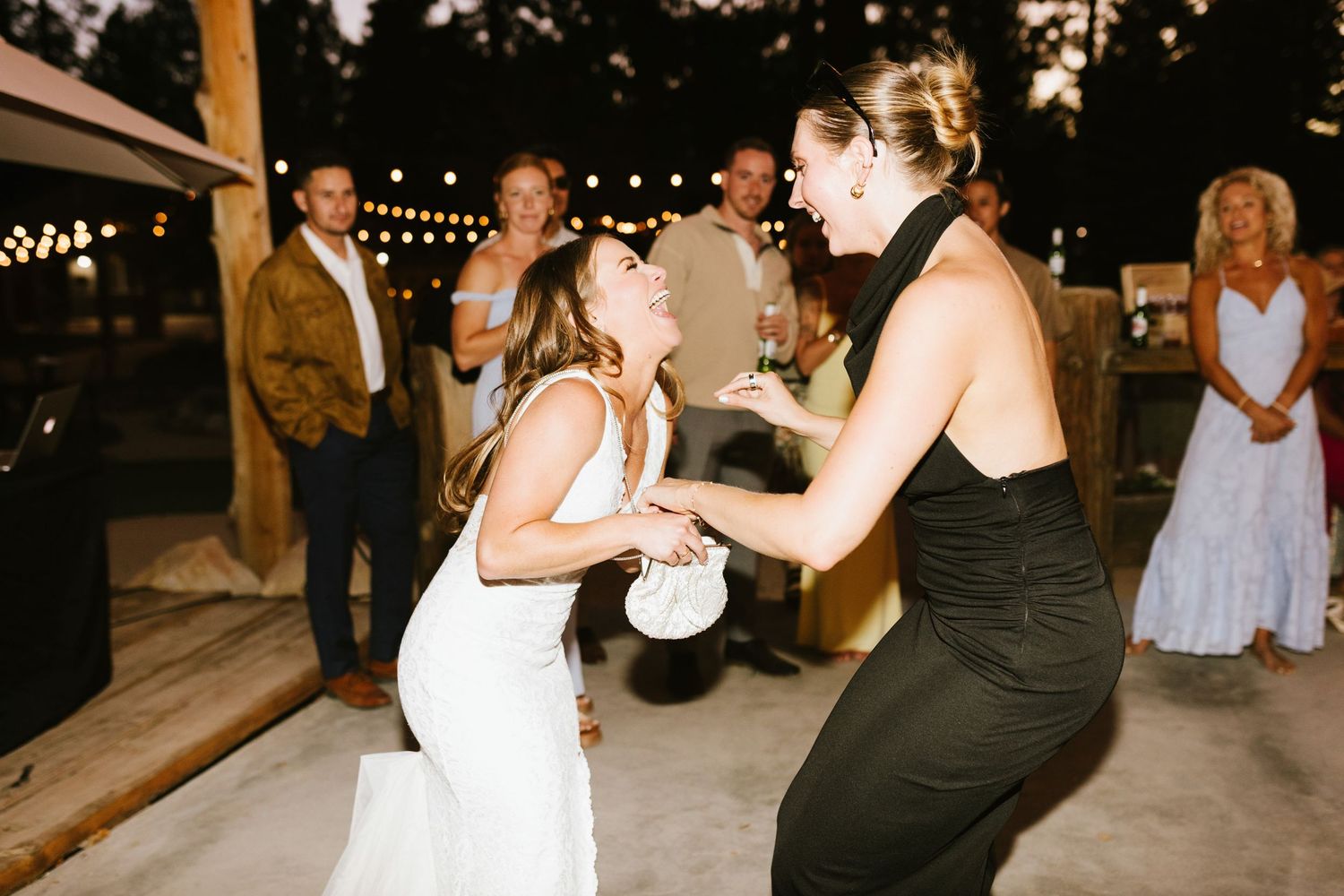 Candid image of wedding reception at Shay Meadows Ranch in Big Bear California