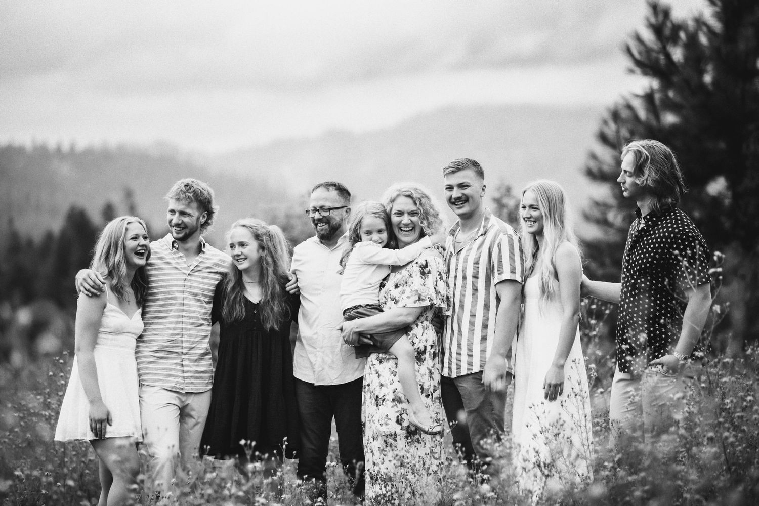 Family posing for a portrait in Cascade Idaho