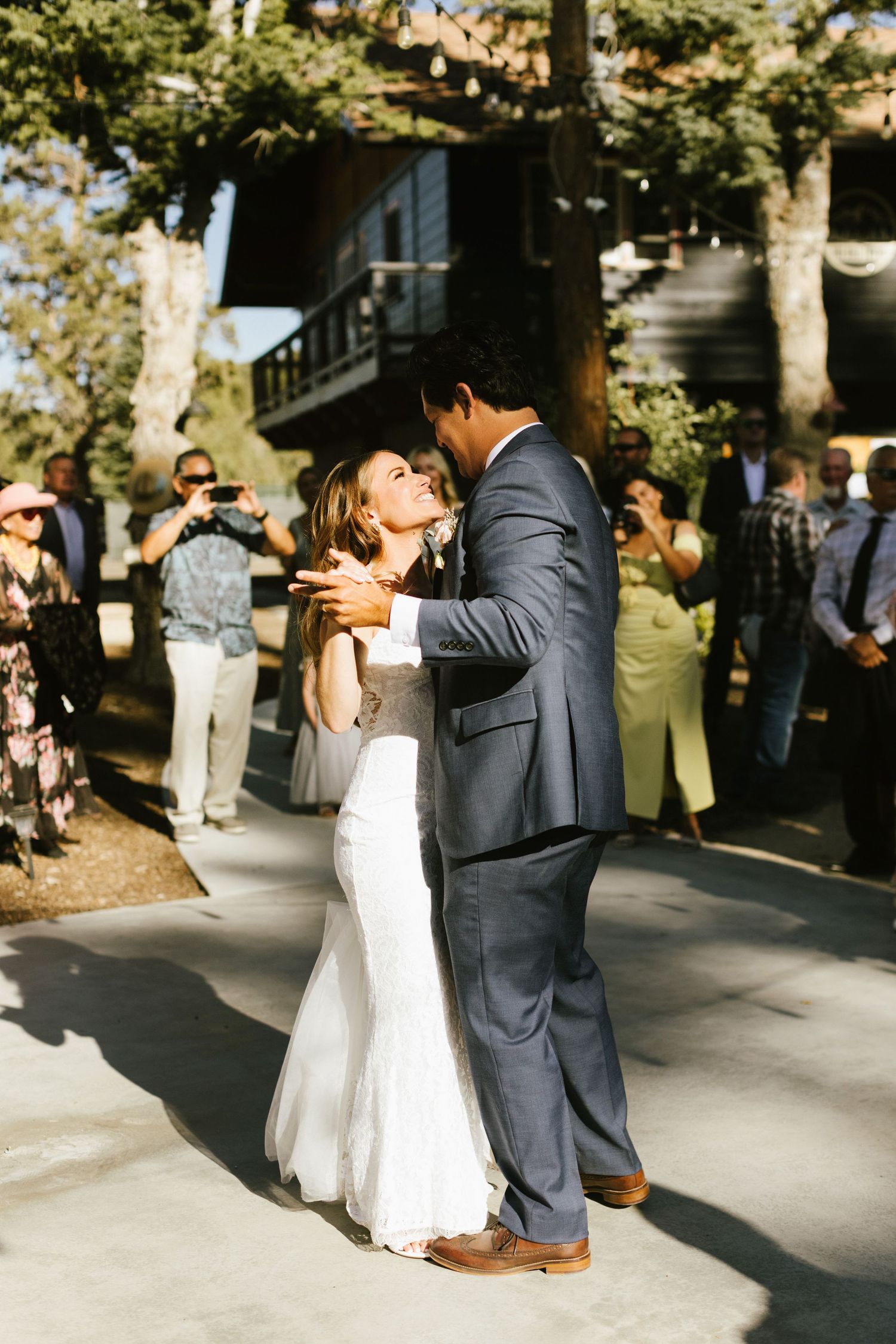 Candid photograph from wedding reception at Shay Meadow Ranch in Big Bear California