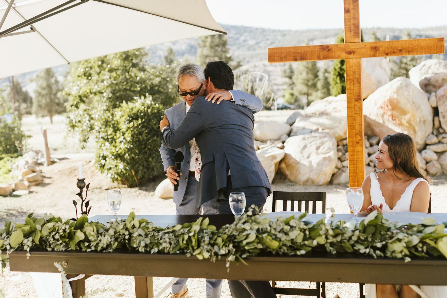 Candid photograph from wedding reception at Shay Meadow Ranch in Big Bear California