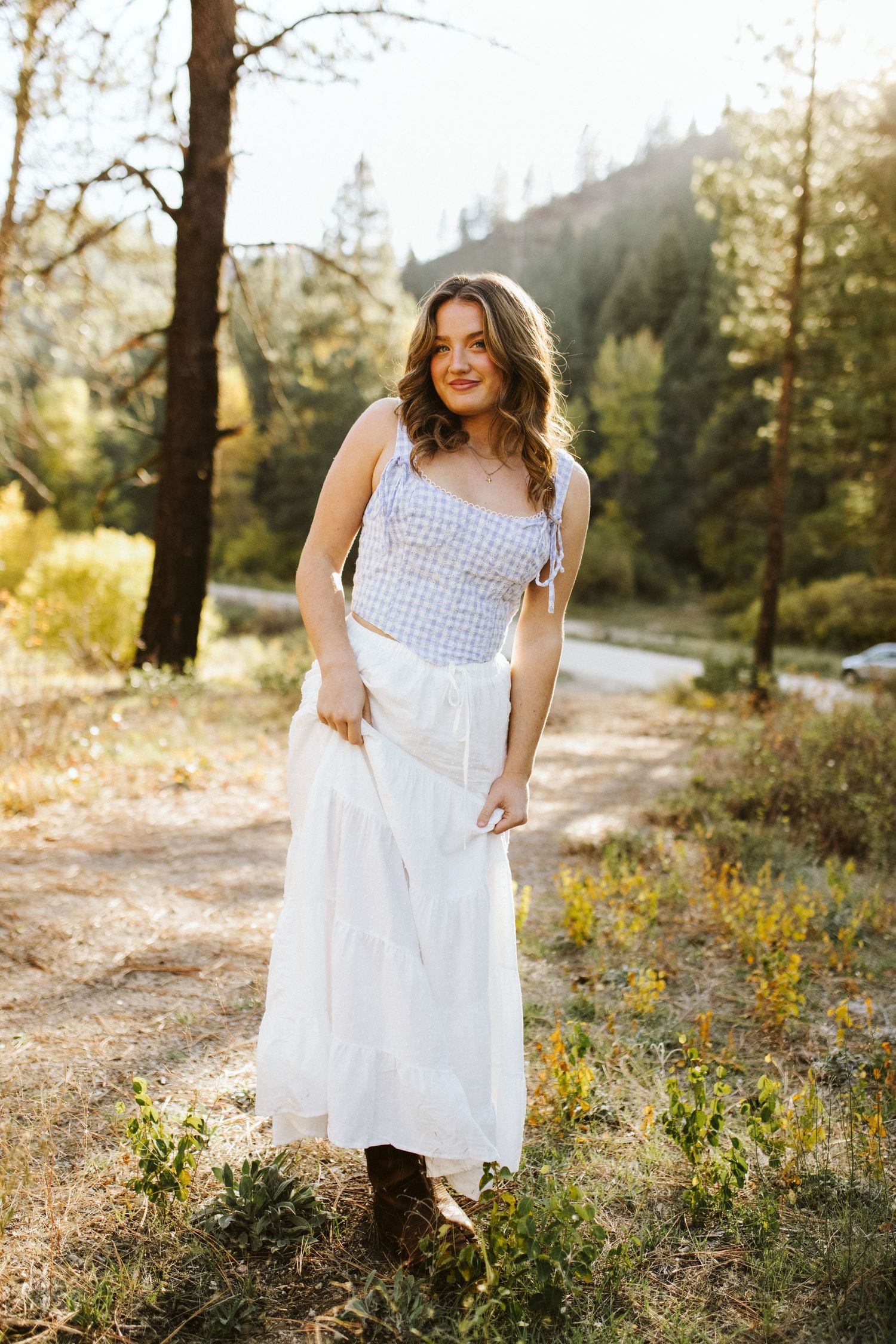 Senior photoshoot along the Robie Creek river near Boise