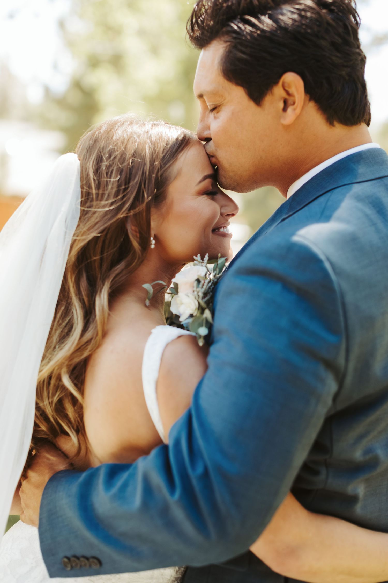 Portrait of a bride and groom before their wedding in Big Bear California