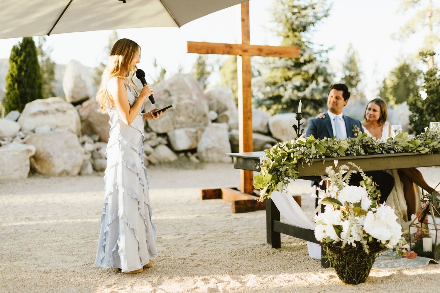 Candid photograph from wedding reception at Shay Meadow Ranch in Big Bear California