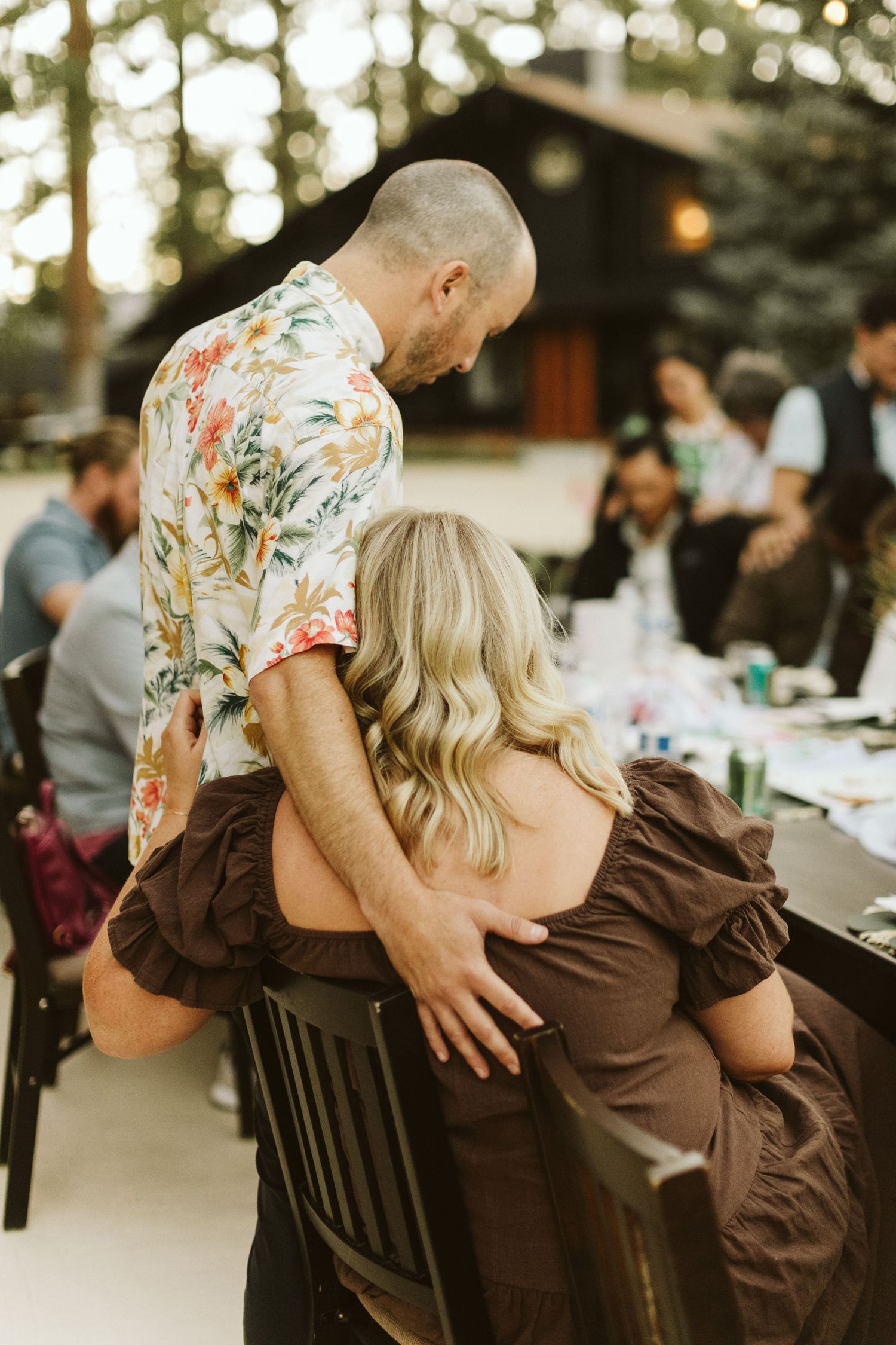 Candid image from rehearsal dinner for a wedding in Big Bear California