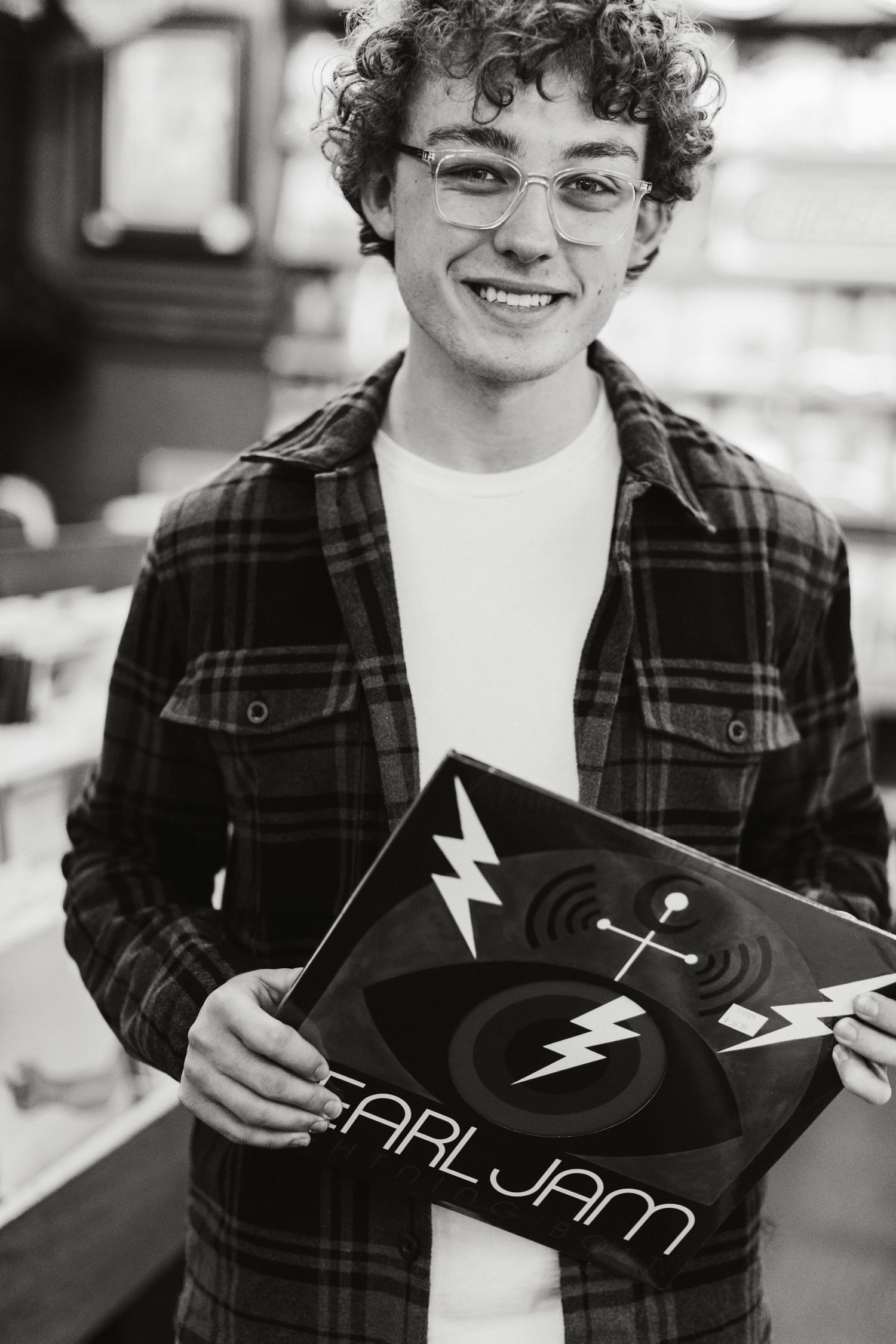 Senior photoshoot at the Record Exchange in Boise