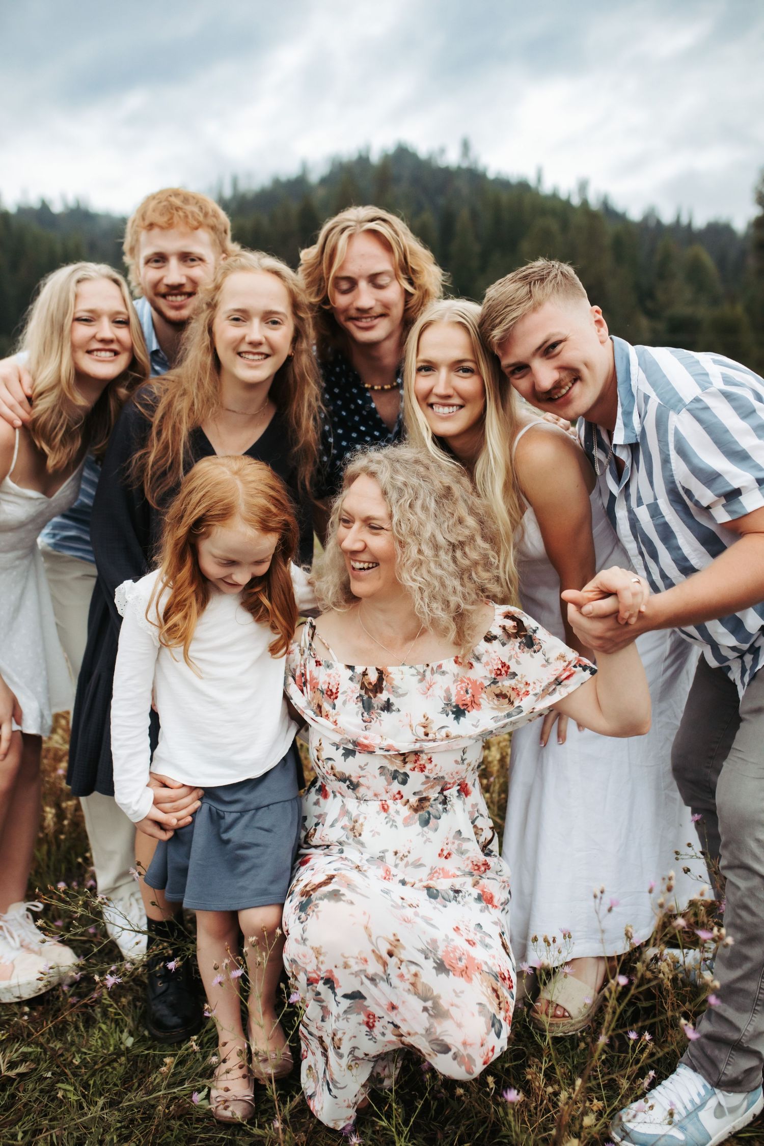 Portrait of a mom with her children in Cascade Idaho