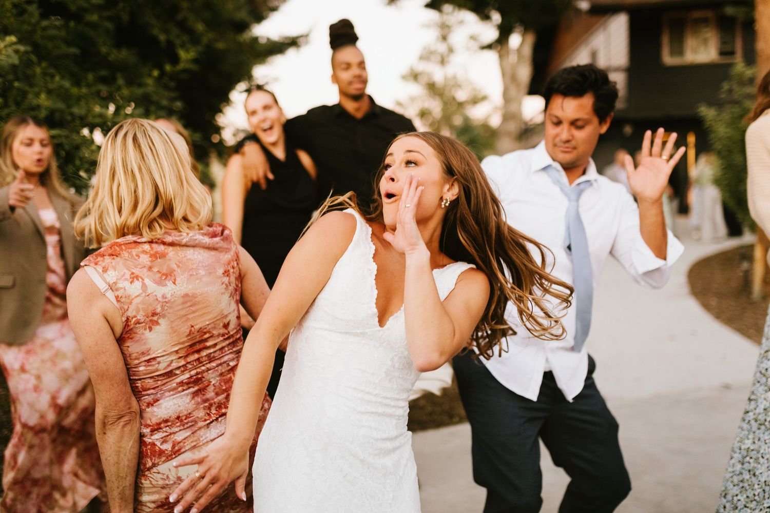 Candid image of wedding reception at Shay Meadows Ranch in Big Bear California
