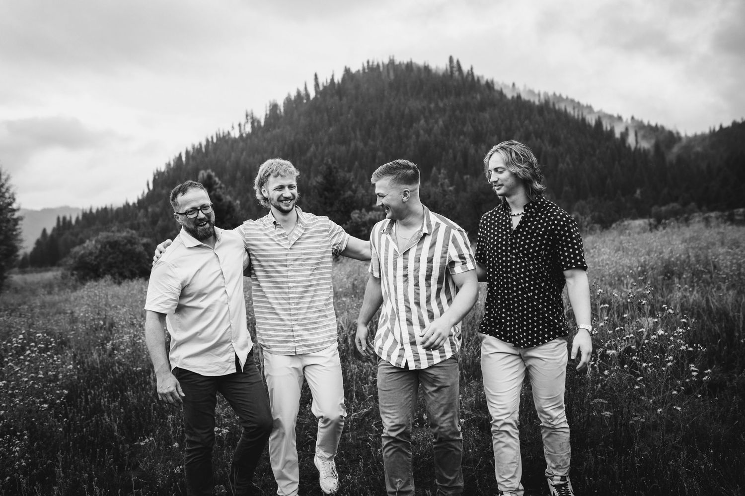 Dad and sons in a candid portrait in Cascade Idaho