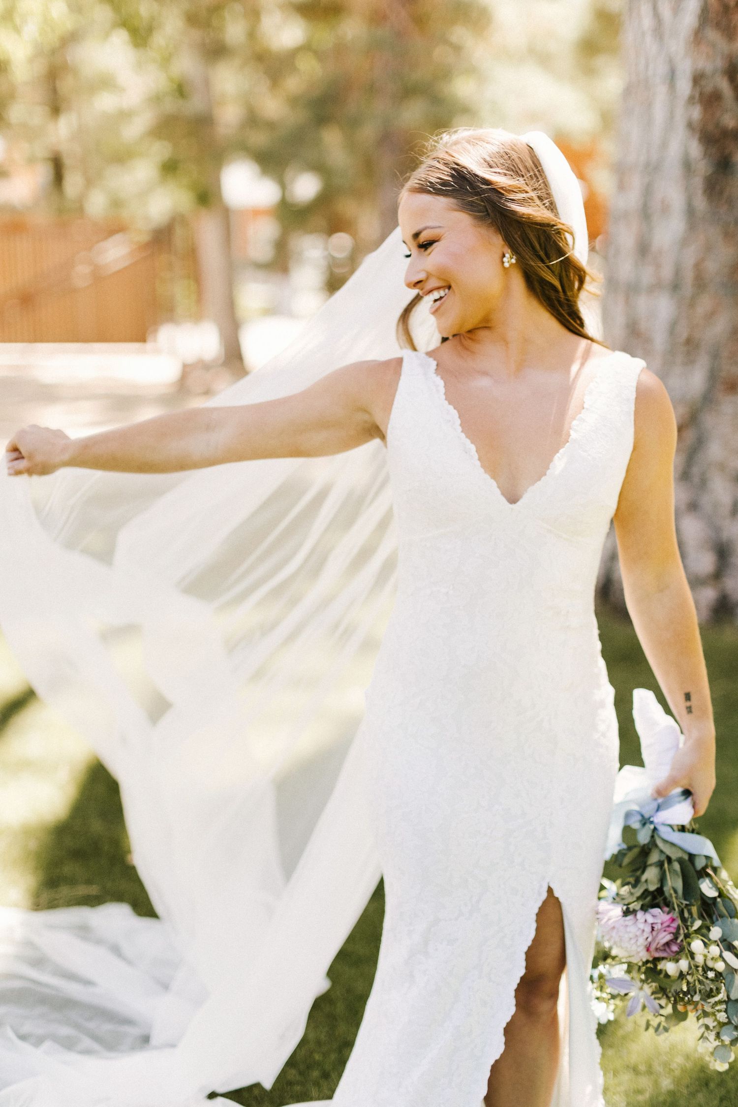 Portrait of a bride before her wedding in Big Bear California