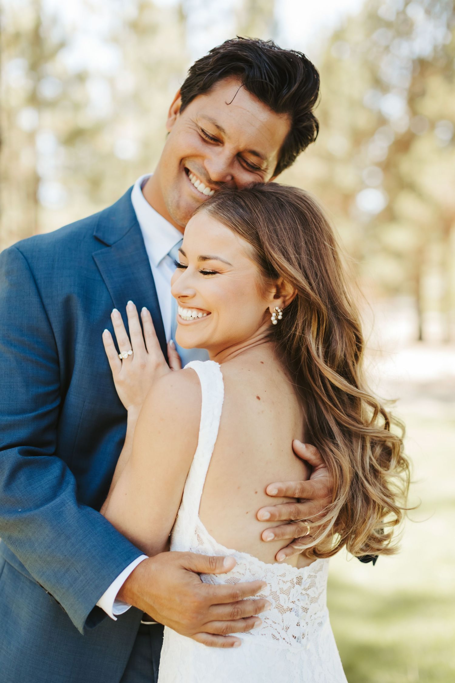 Portrait of a bride and groom before their wedding in Big Bear California