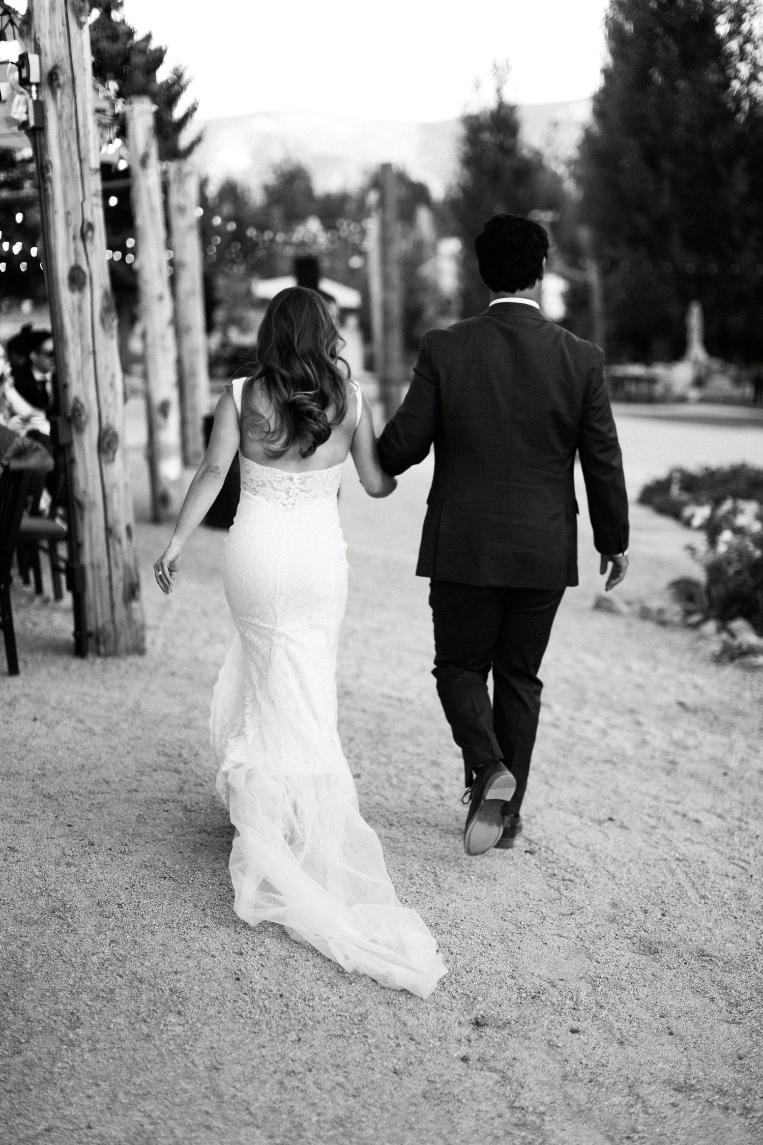 Candid image of bride and groom at their wedding reception