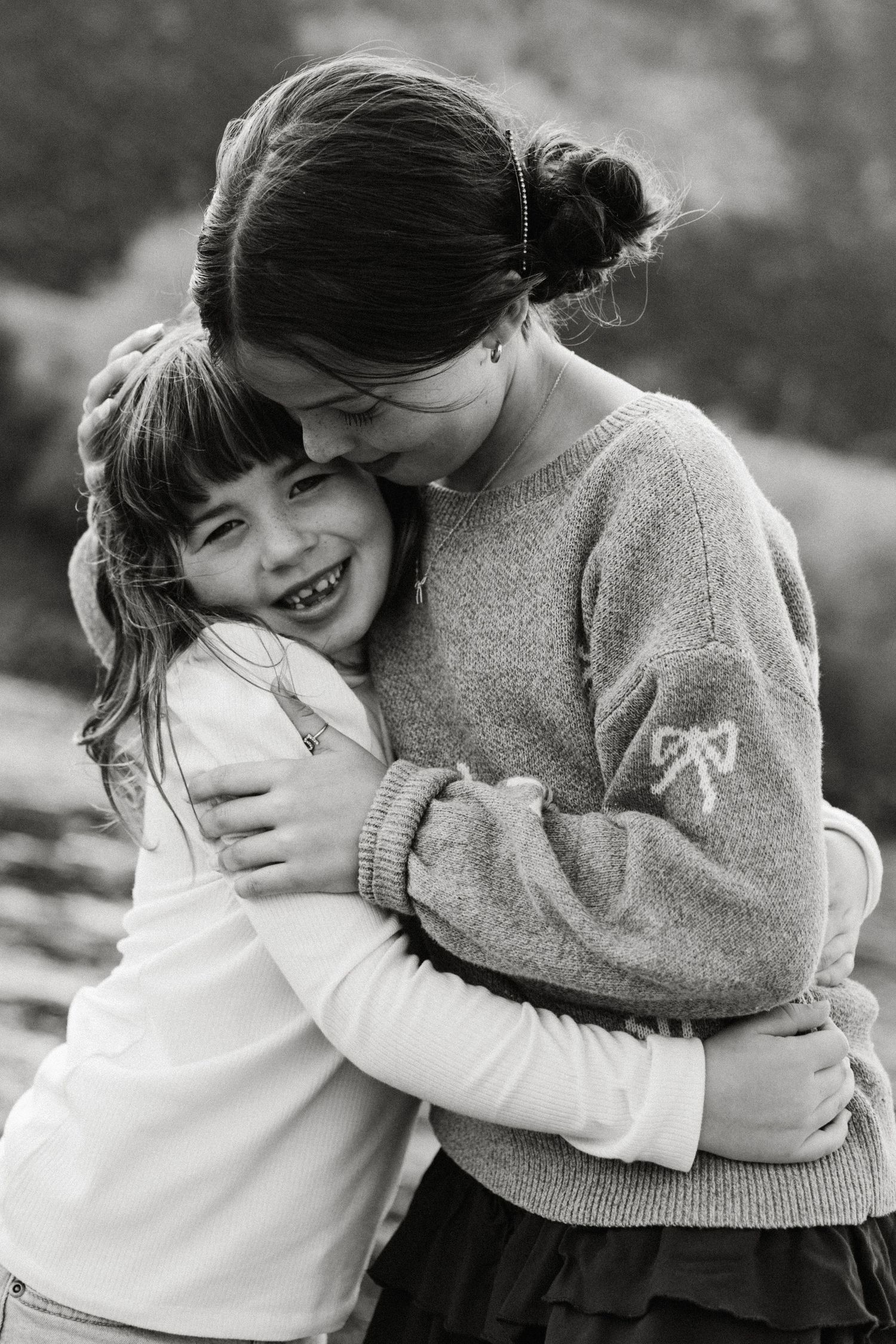 Sisters during a family photoshoot in Boise