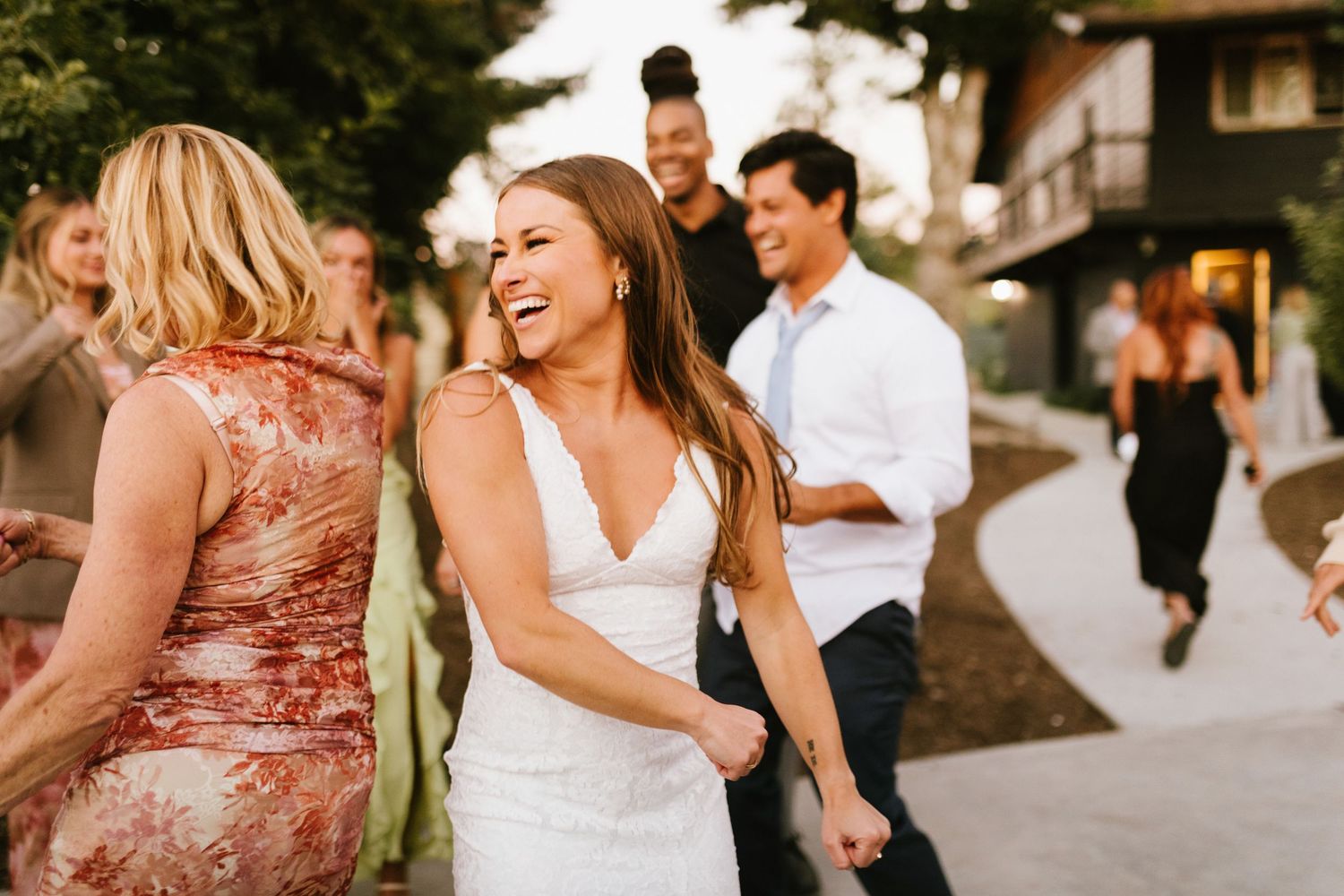 Image of bride dancing at her reception in Big Bear California