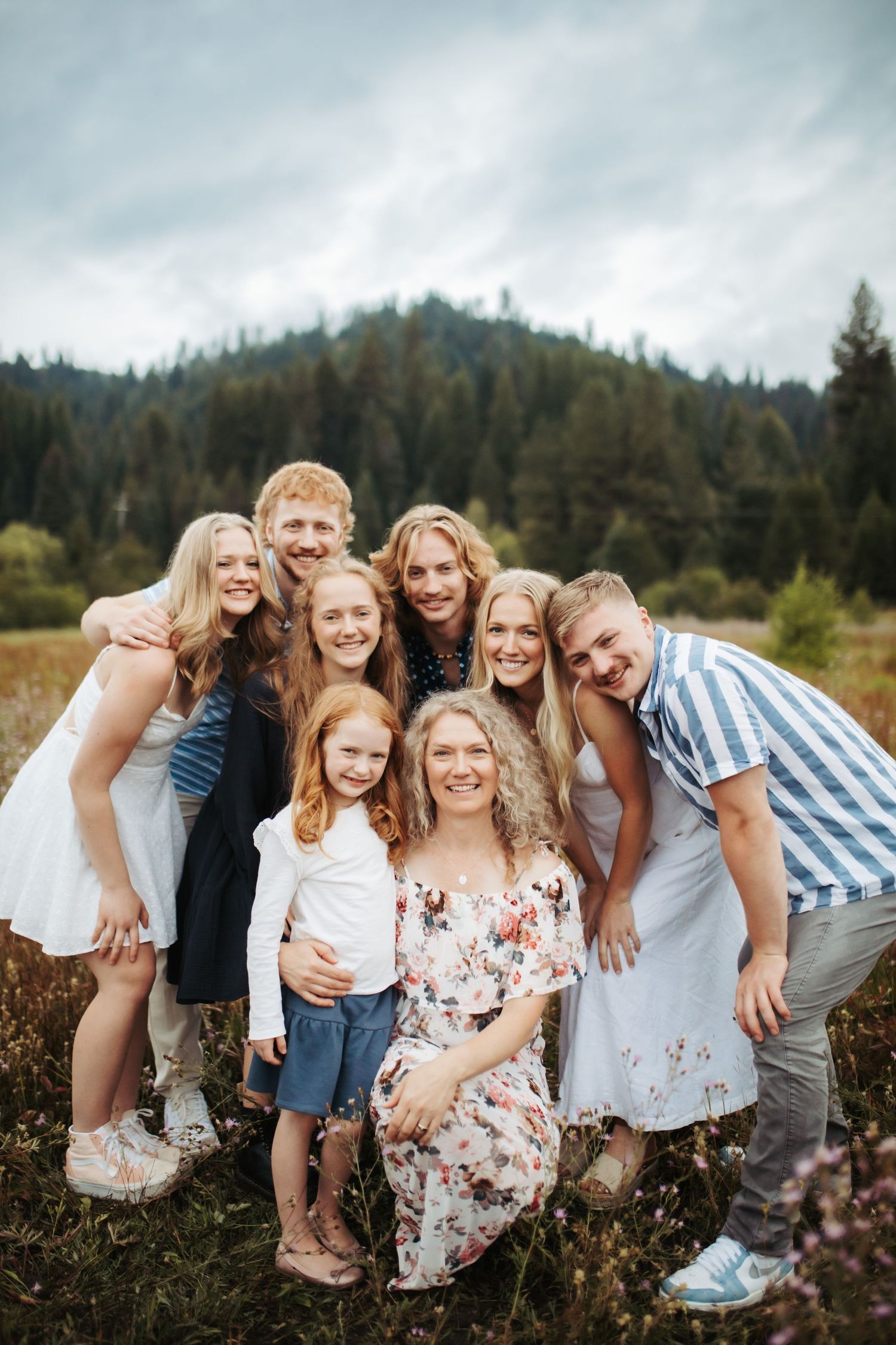 Portrait of a mom with her children in Cascade Idaho