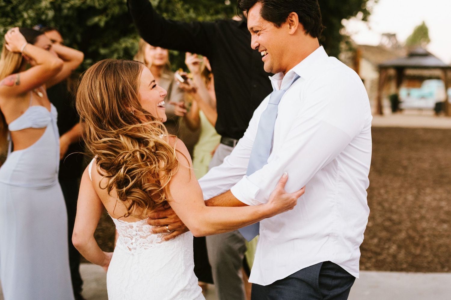 Candid image of wedding reception at Shay Meadows Ranch in Big Bear California