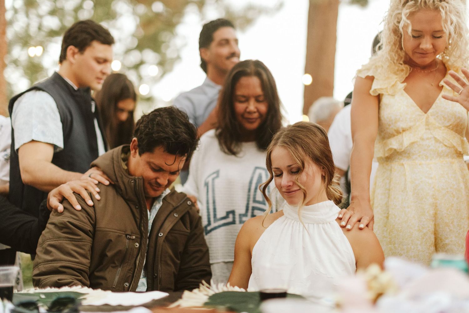 Candid image from rehearsal dinner for a wedding in Big Bear California