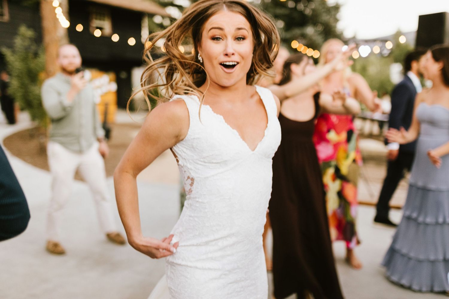 Candid image of wedding reception at Shay Meadows Ranch in Big Bear California