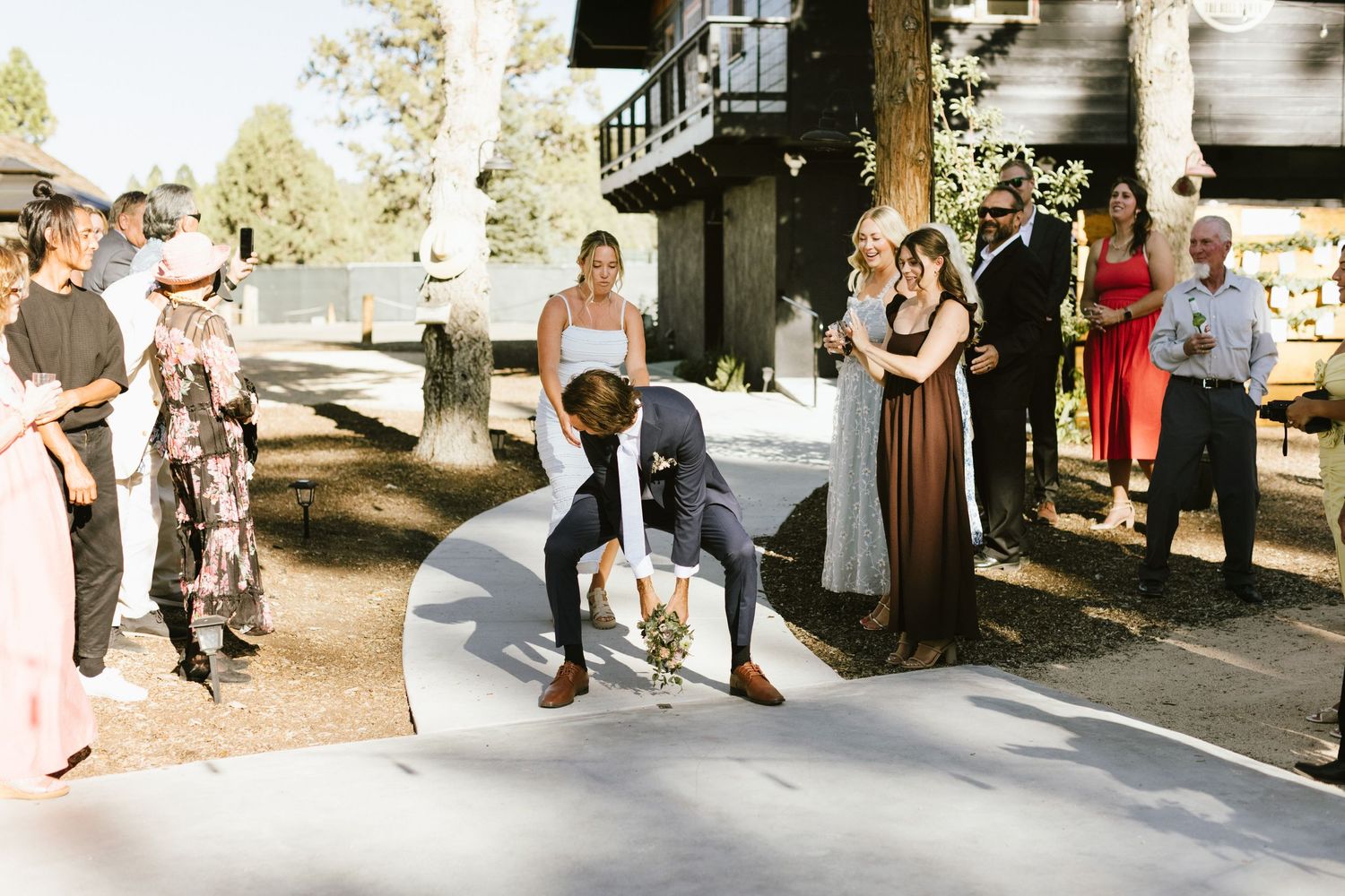 Candid photograph from wedding reception at Shay Meadow Ranch in Big Bear California
