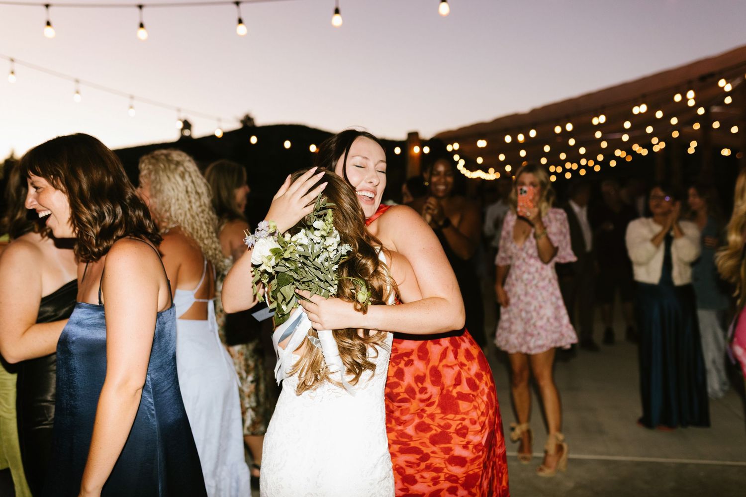 Candid image of wedding reception at Shay Meadows Ranch in Big Bear California