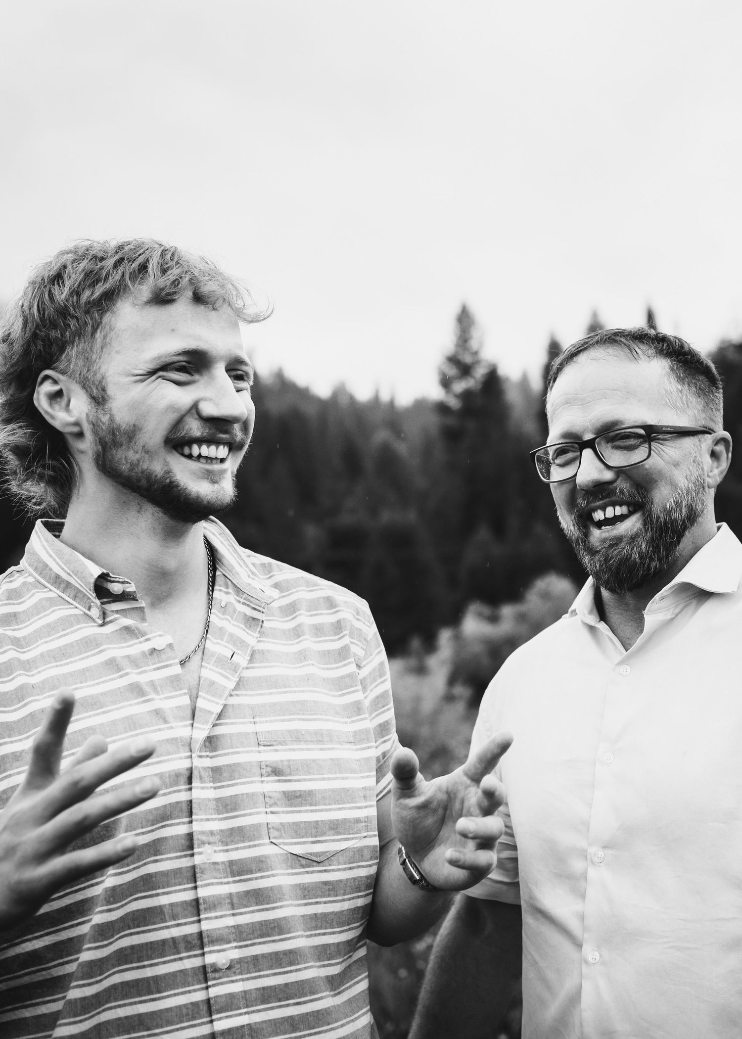Dad and son in a candid portrait