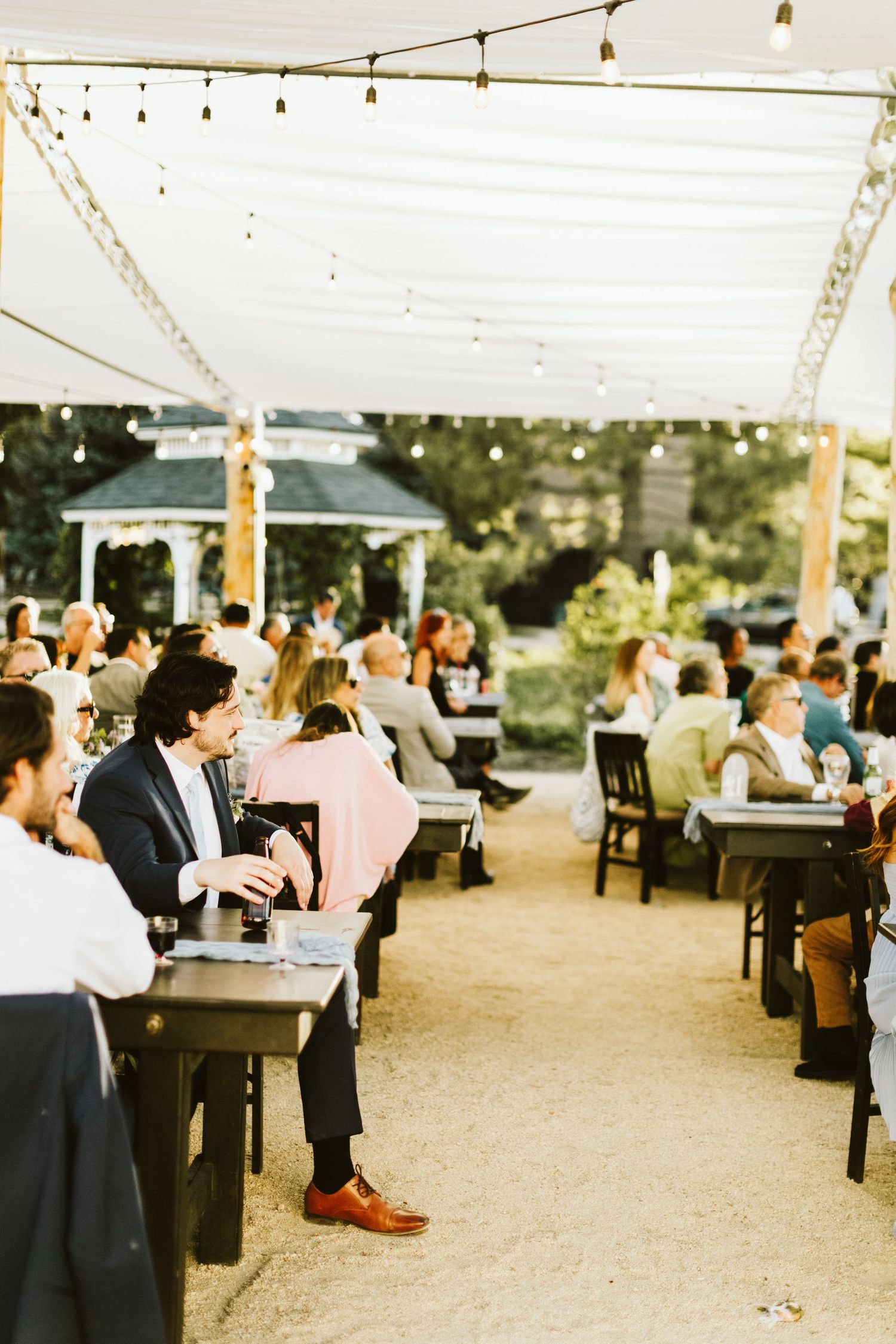 Candid photograph from wedding reception at Shay Meadow Ranch in Big Bear California