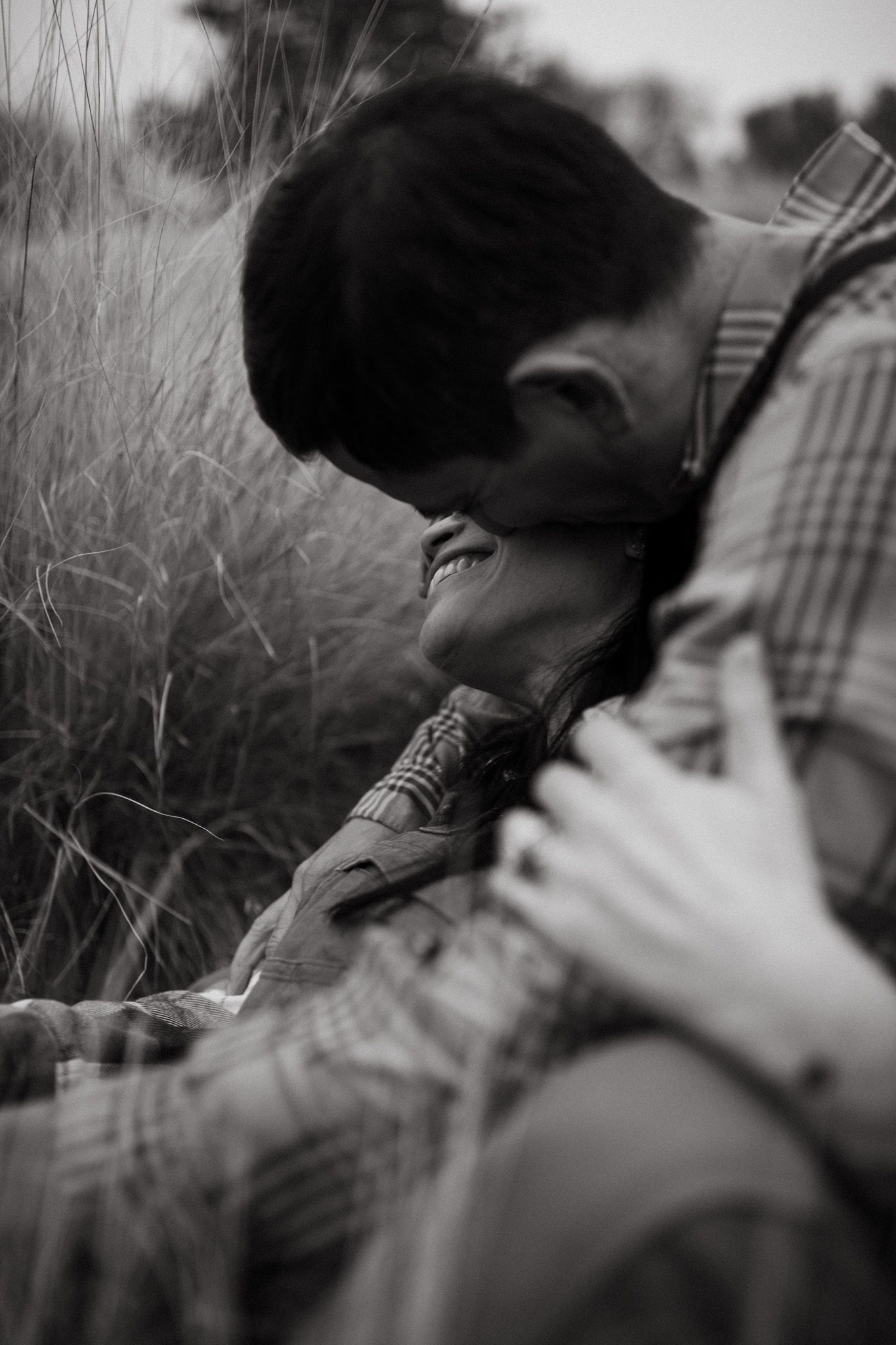 Intimate portrait of a couple in black and white