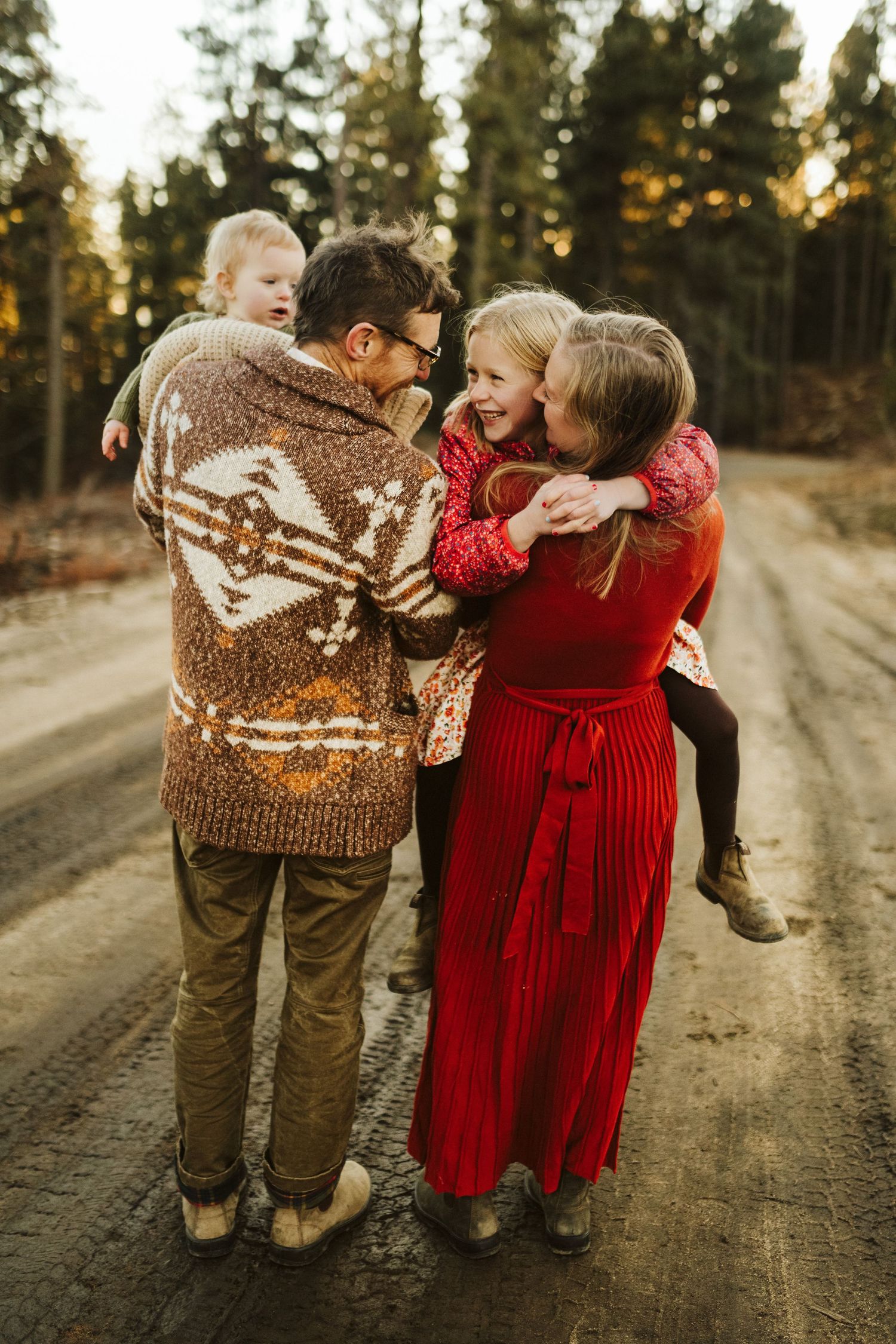Family session in the fall at Bogus Basin near Boise