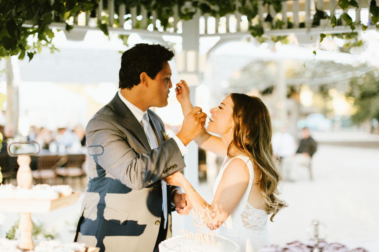 Bride and groom portrait from wedding big bear California