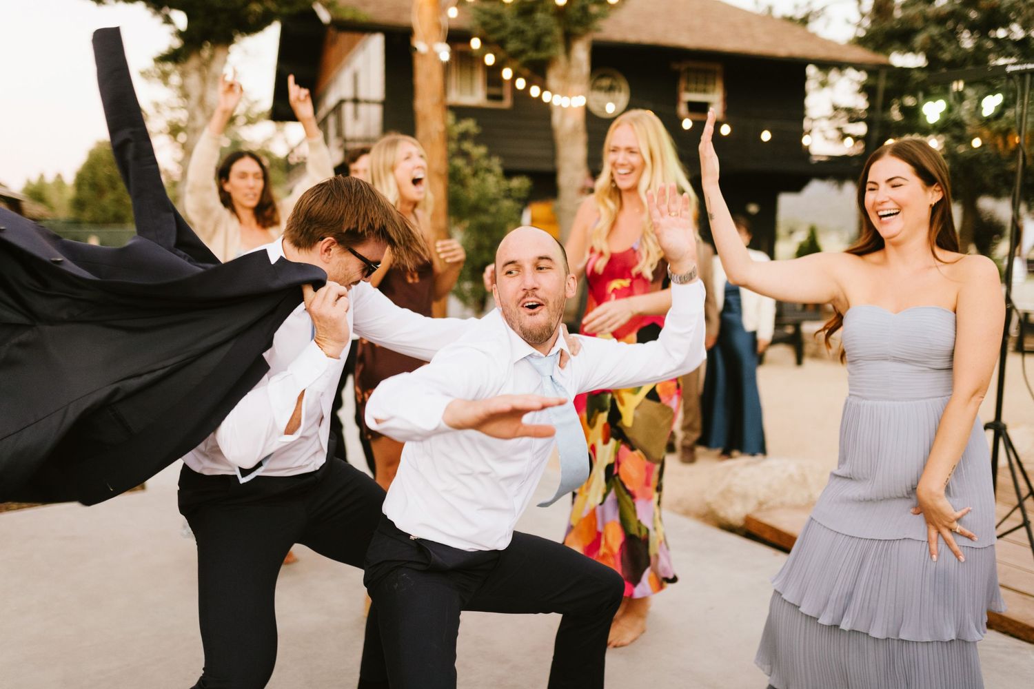 Candid image of wedding reception at Shay Meadows Ranch in Big Bear California