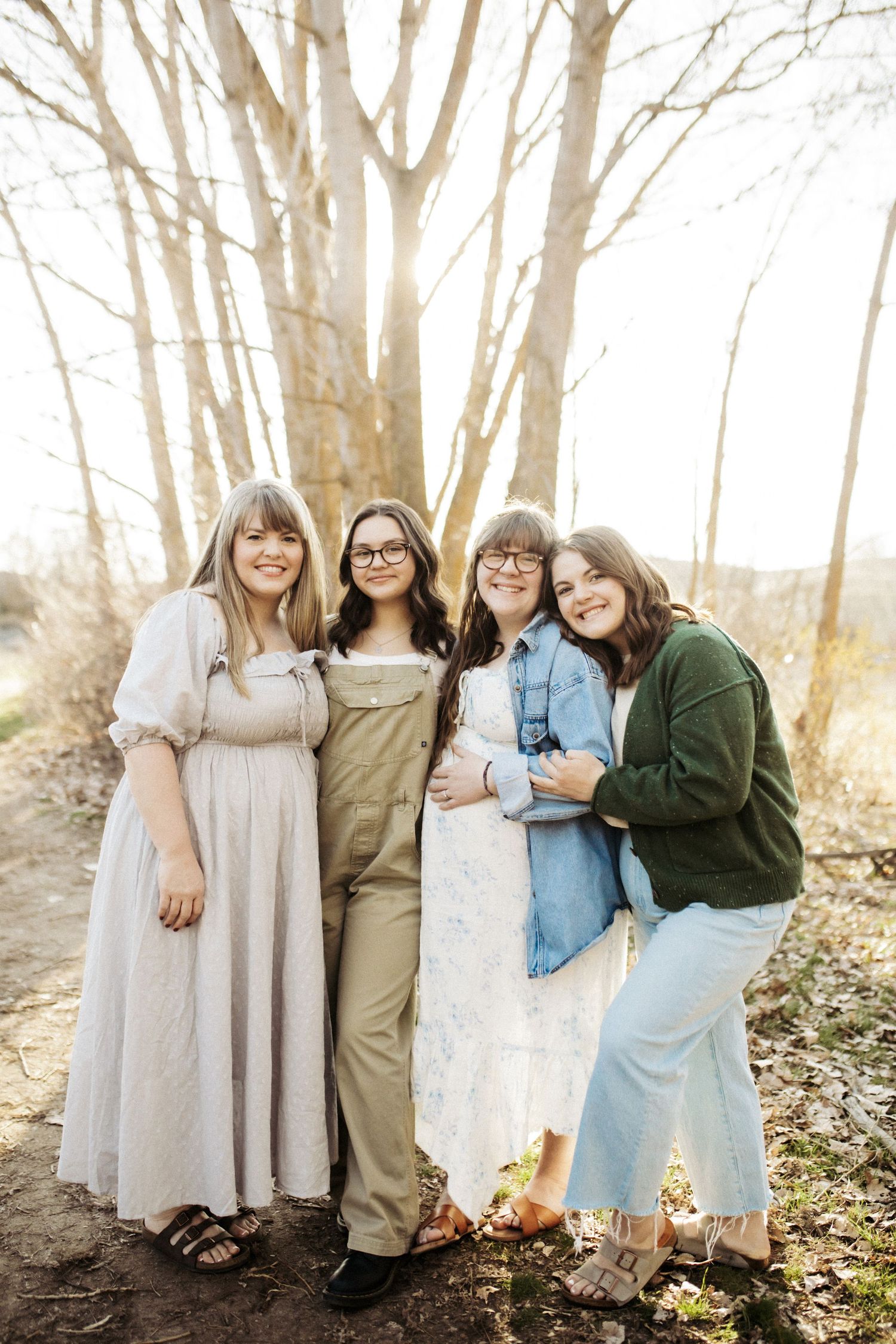 Mother and daughters standing for family photos in Boise Idaho