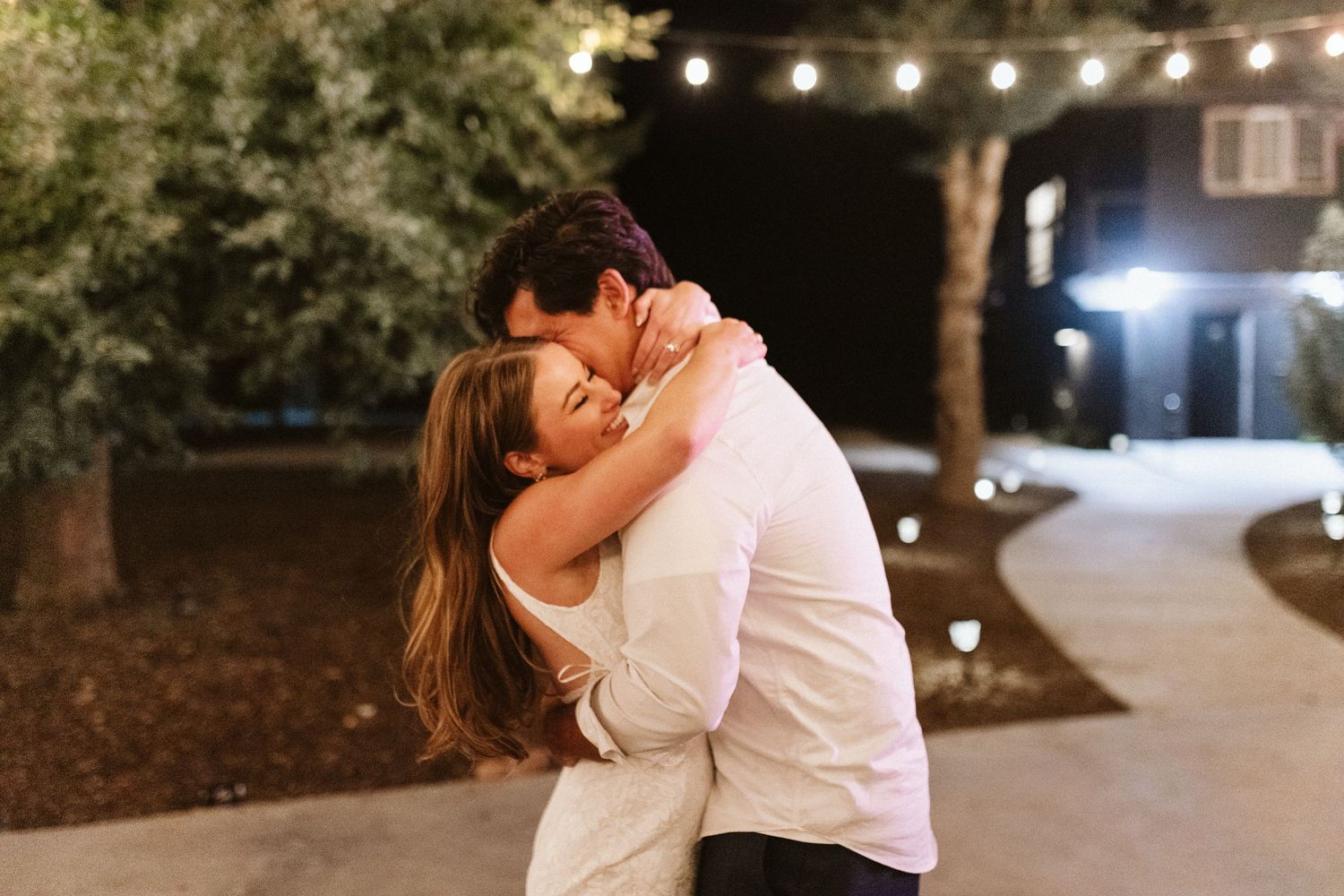 Bride and Groom candid image at their reception at Shay Meadow Ranch in Big Bear California