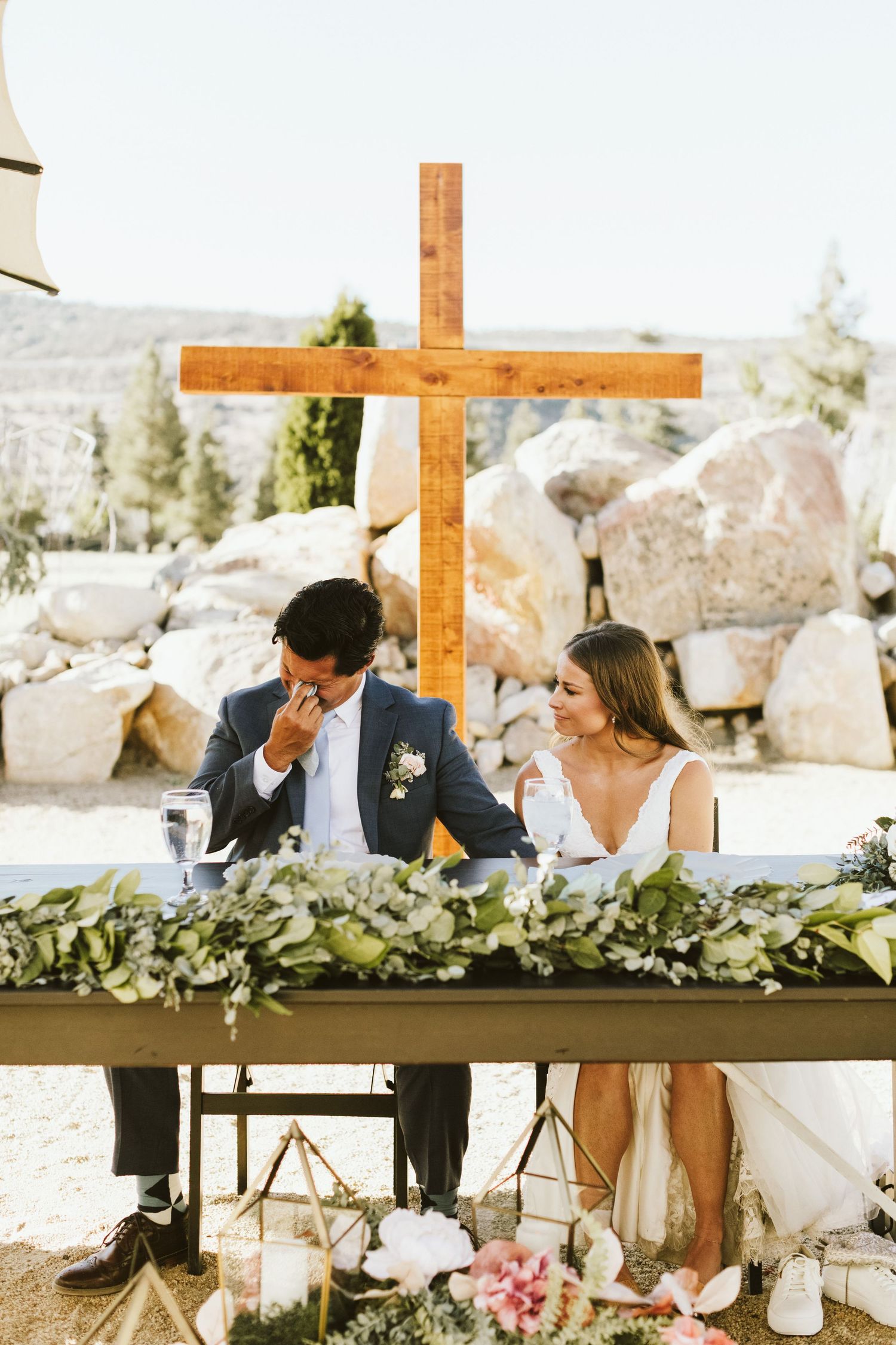 Candid photograph from wedding reception at Shay Meadow Ranch in Big Bear California