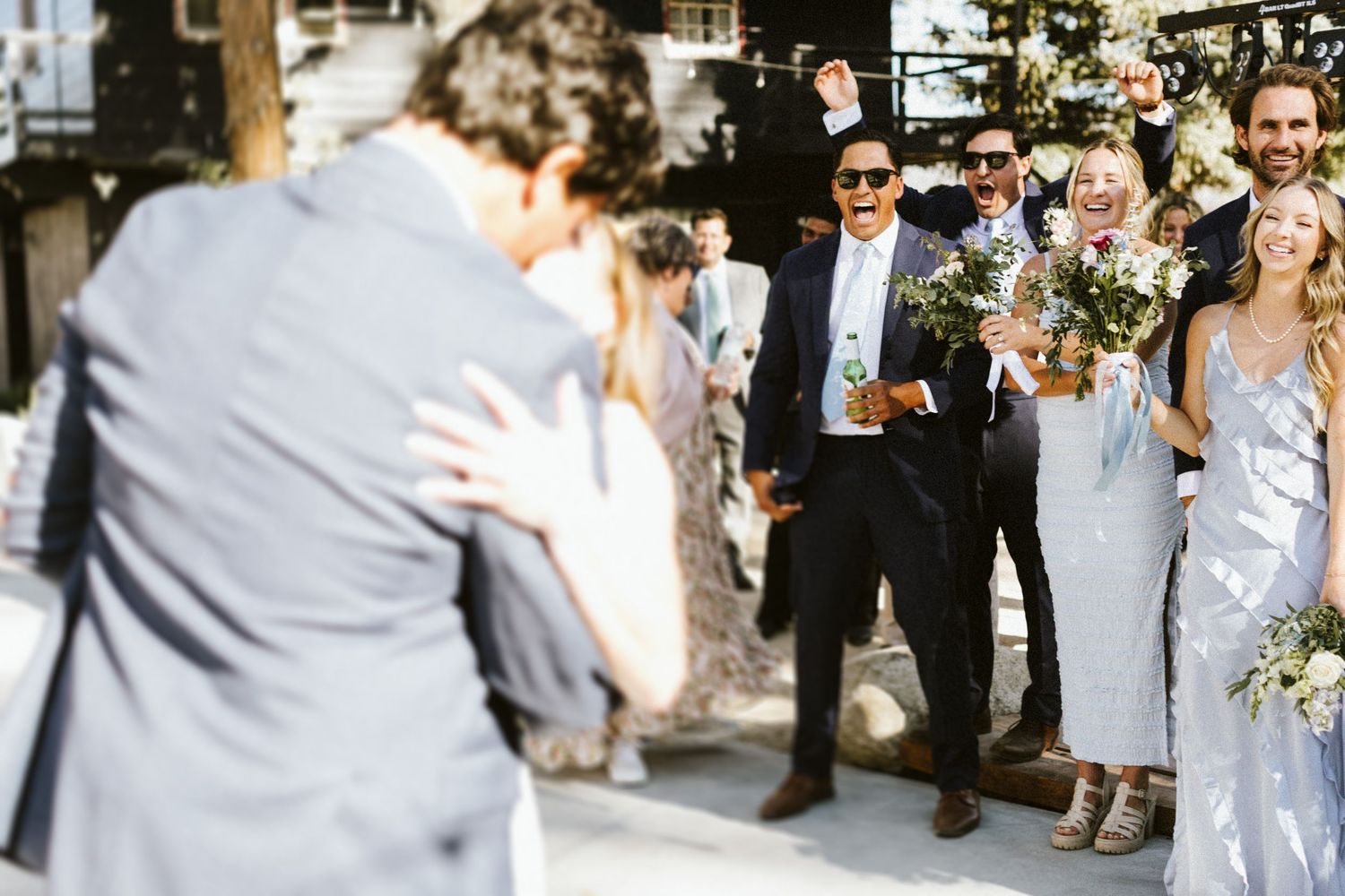 Candid photograph from wedding reception at Shay Meadow Ranch in Big Bear California