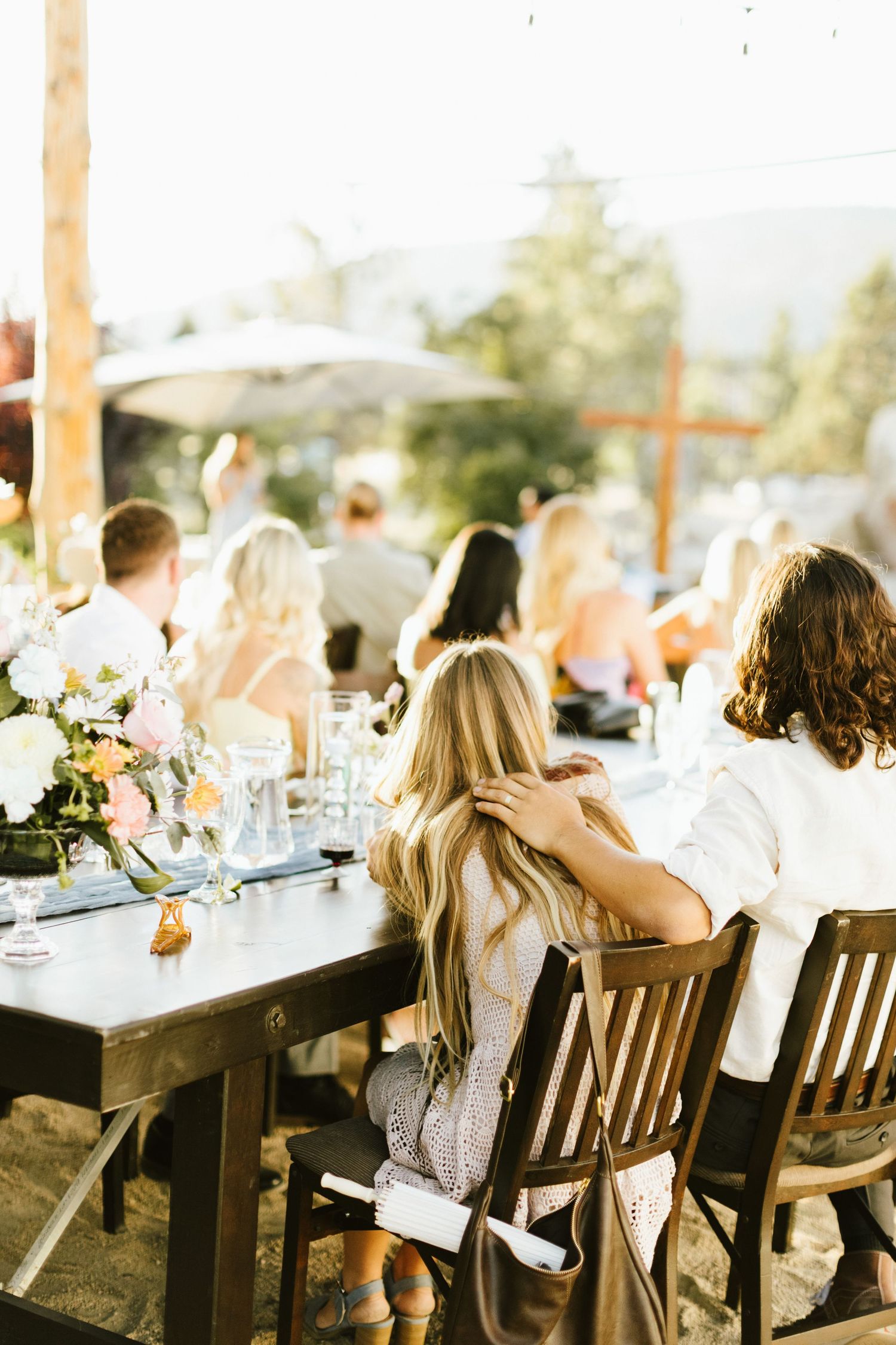 Candid photograph from wedding reception at Shay Meadow Ranch in Big Bear California
