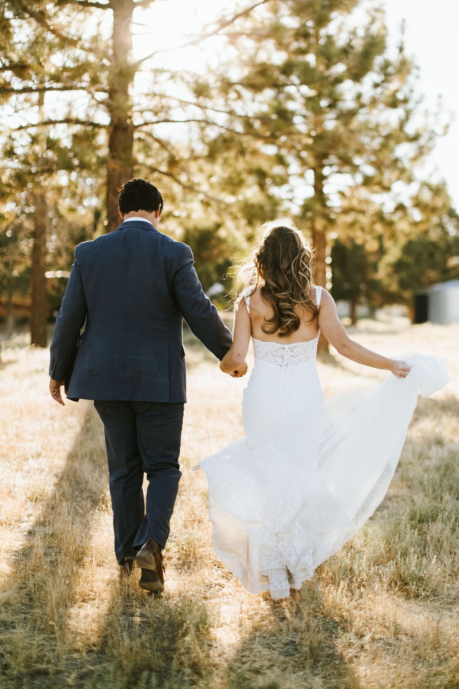 Candid image of a bride and groom in Big Bear California