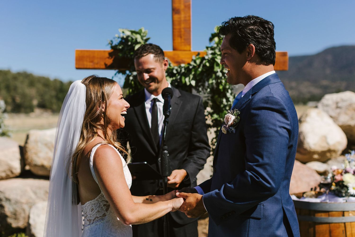 Photograph from wedding ceremony at Shay Meadow Ranch in Big Bear California