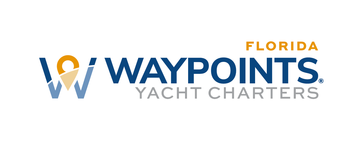 Two yacht charter company logos for Waypoints Florida and Waypoints Yacht Charters displayed side by side.