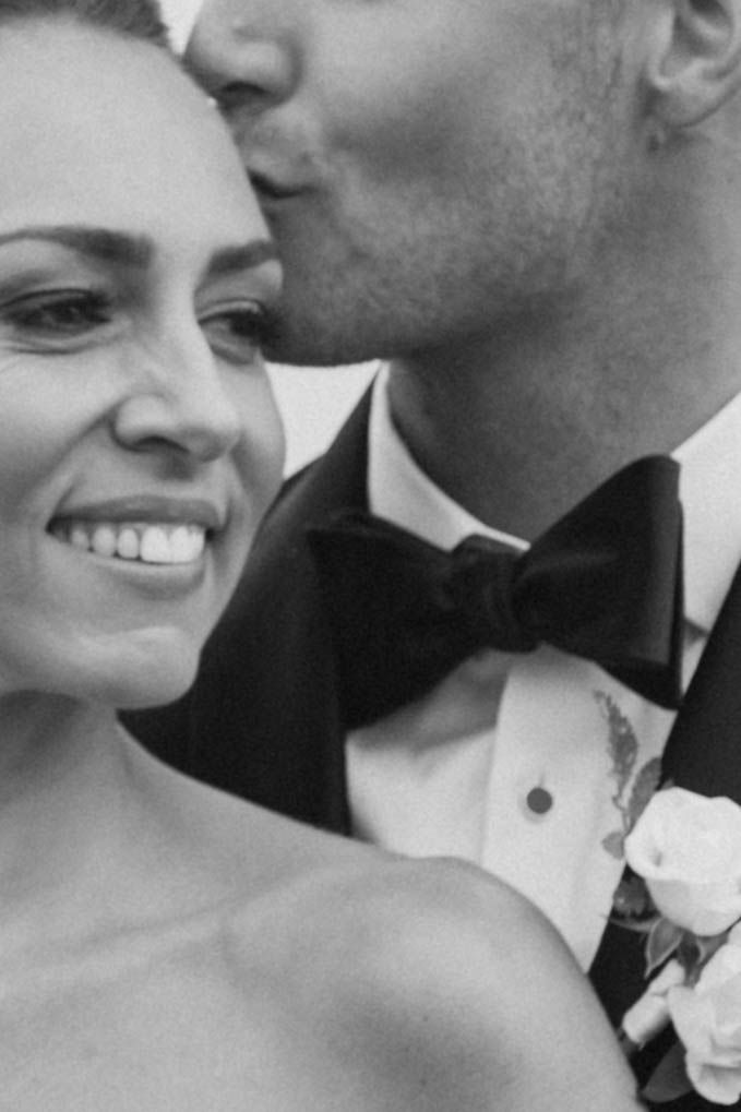 Intimate black and white close-up wedding portraits showing tender moments.