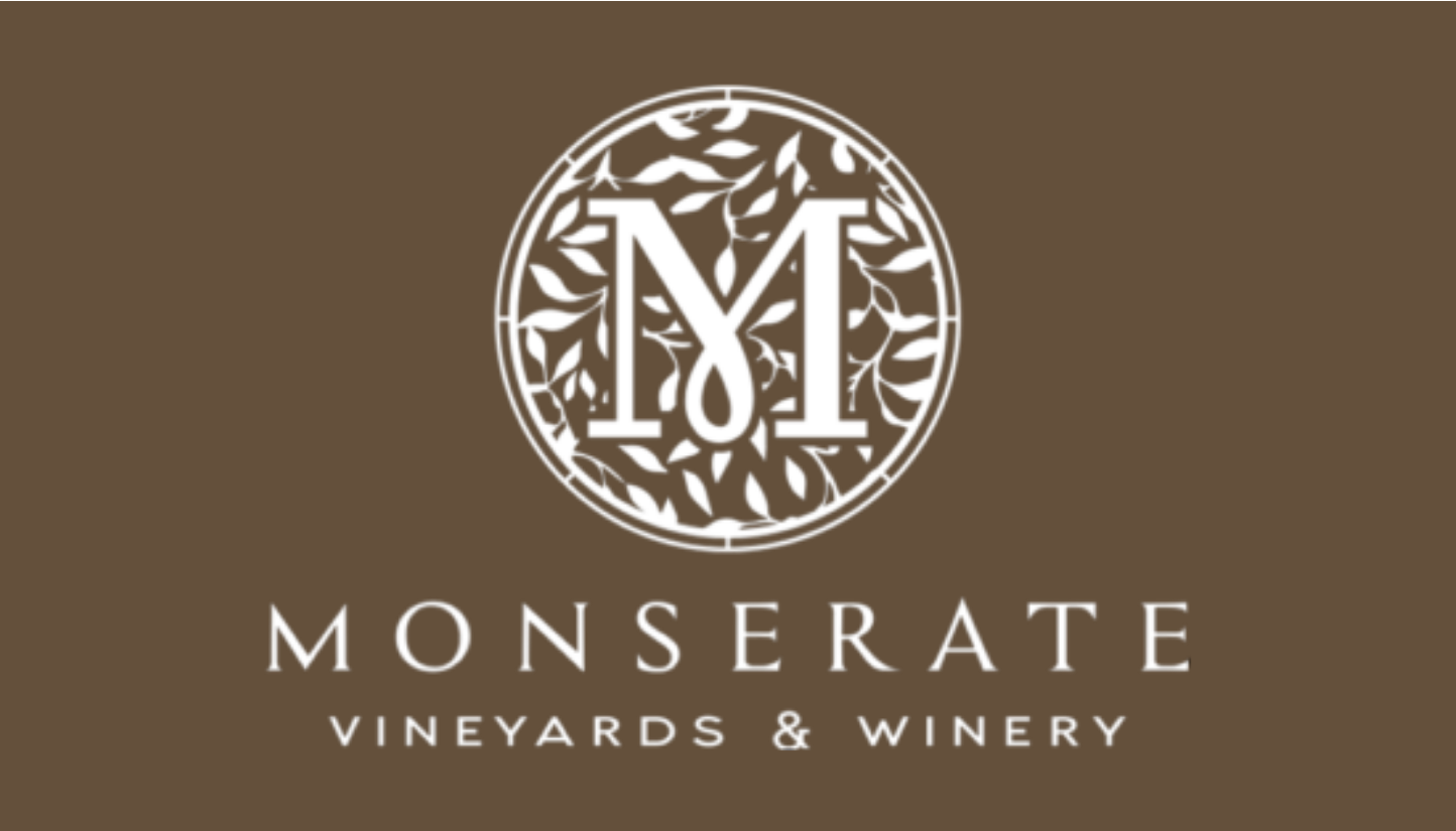 Elegant winery logo design featuring a circular emblem with ornate decorative elements in a dark brown color scheme.