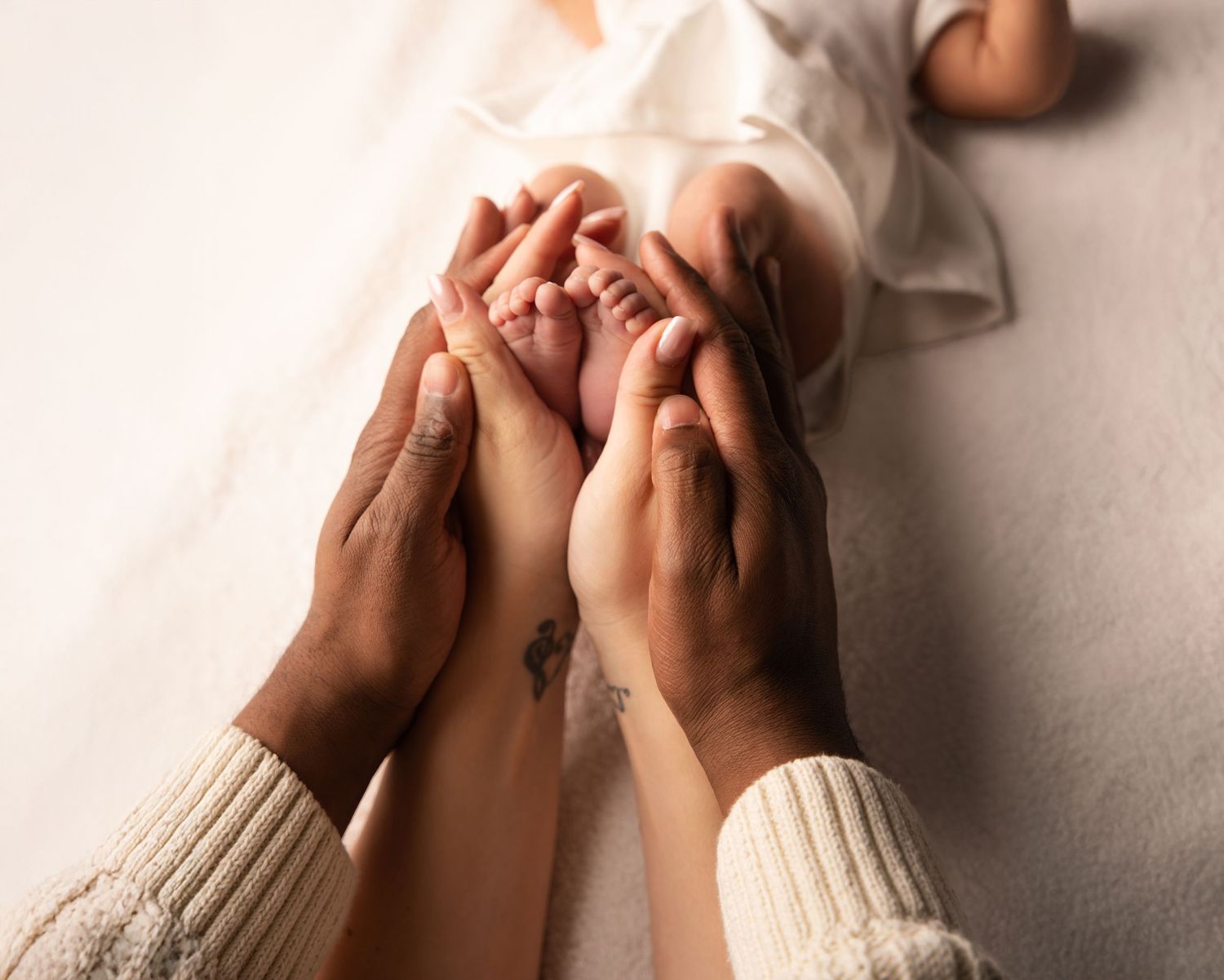 Hands held together in various emotional gestures against white backgrounds showing different expressions of feeling.
