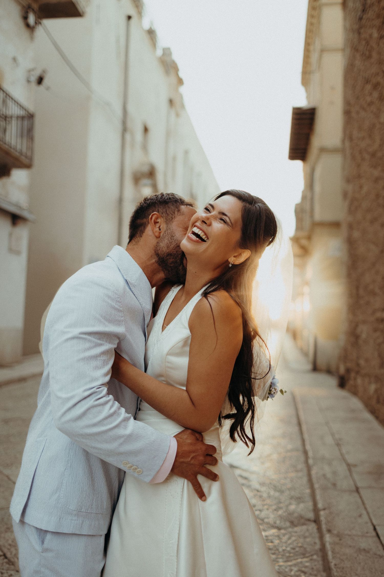 Wedding portraits in Alcamo, Sicily, Trapani’s historic center streets.