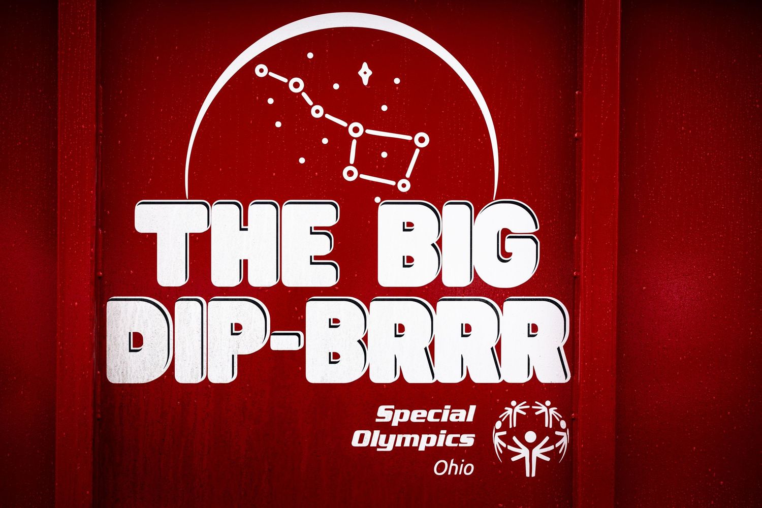 Special Olympics Ohio The Big Dip-Brrr event logo on red background with Big Dipper constellation graphic.