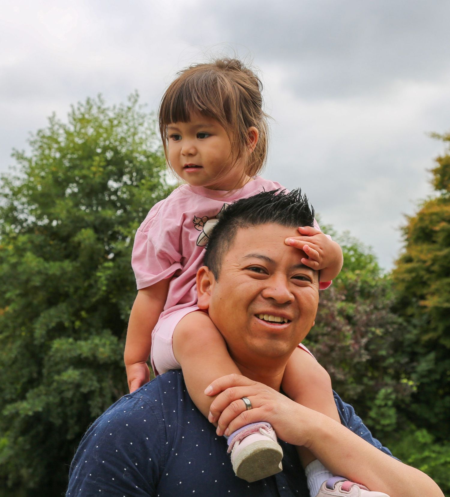 Dad and daughter candid portrait