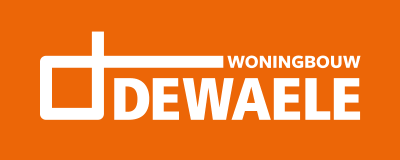 Two orange corporate logos for Dewaele real estate and construction company with white text elements.
